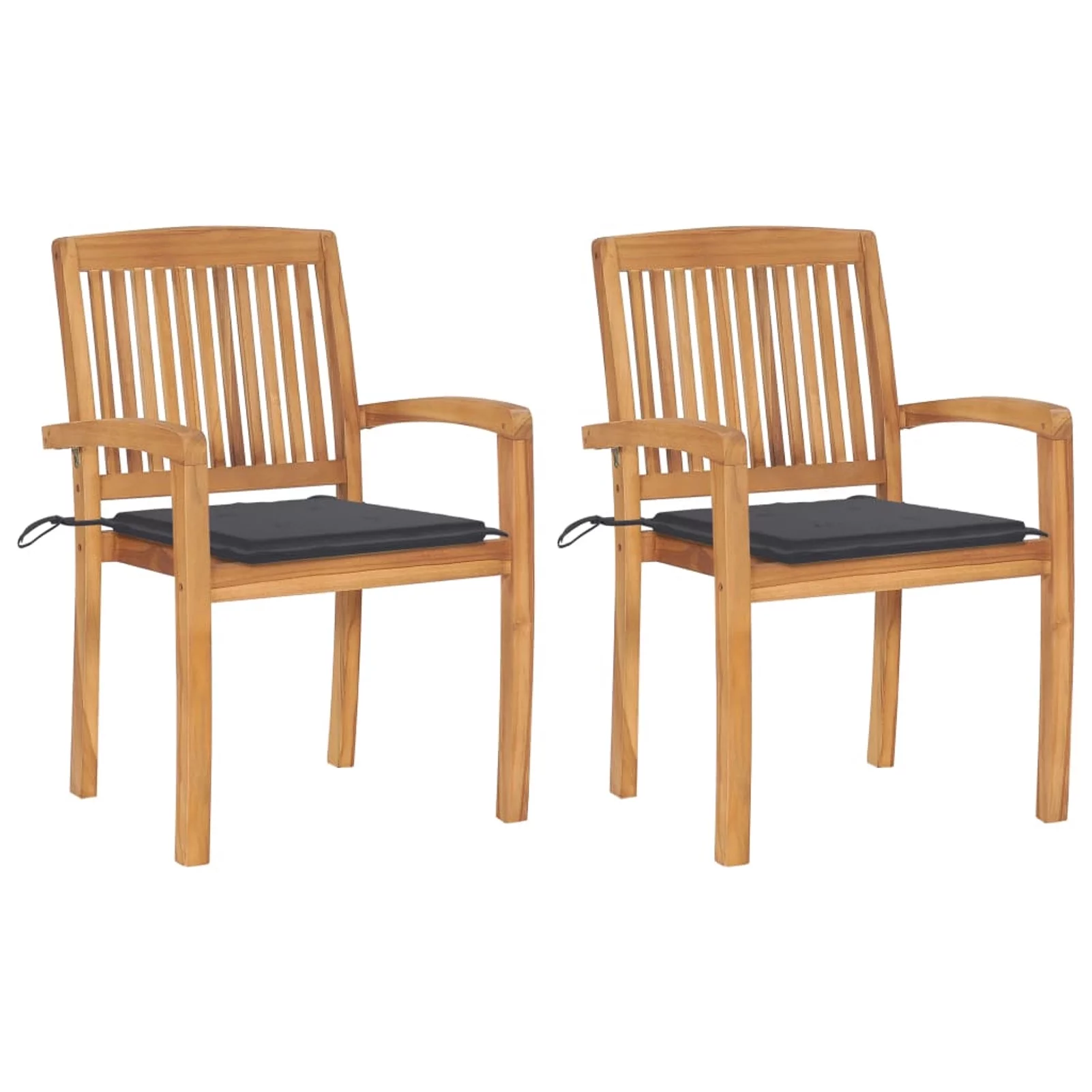 Dcenta Patio Chairs 2 pcs with Anthracite Cushions Solid Teak Wood