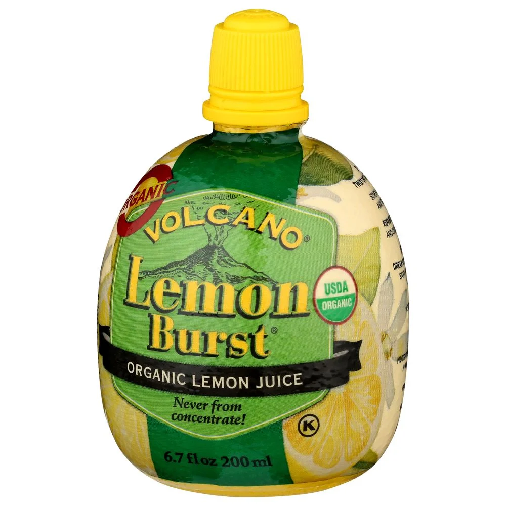 Volcano Bursts Organic Lemon Juice, 6.7 Ounce -- 12 per Case.