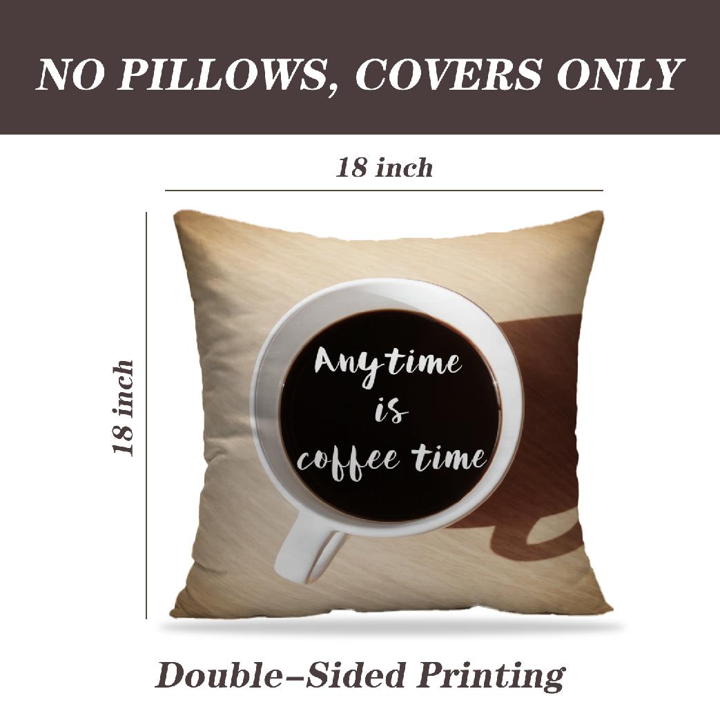 LALILO Throw Pillow Covers Time Coffee Time Quote With Coffee Cup Wood Cushion Cover 18