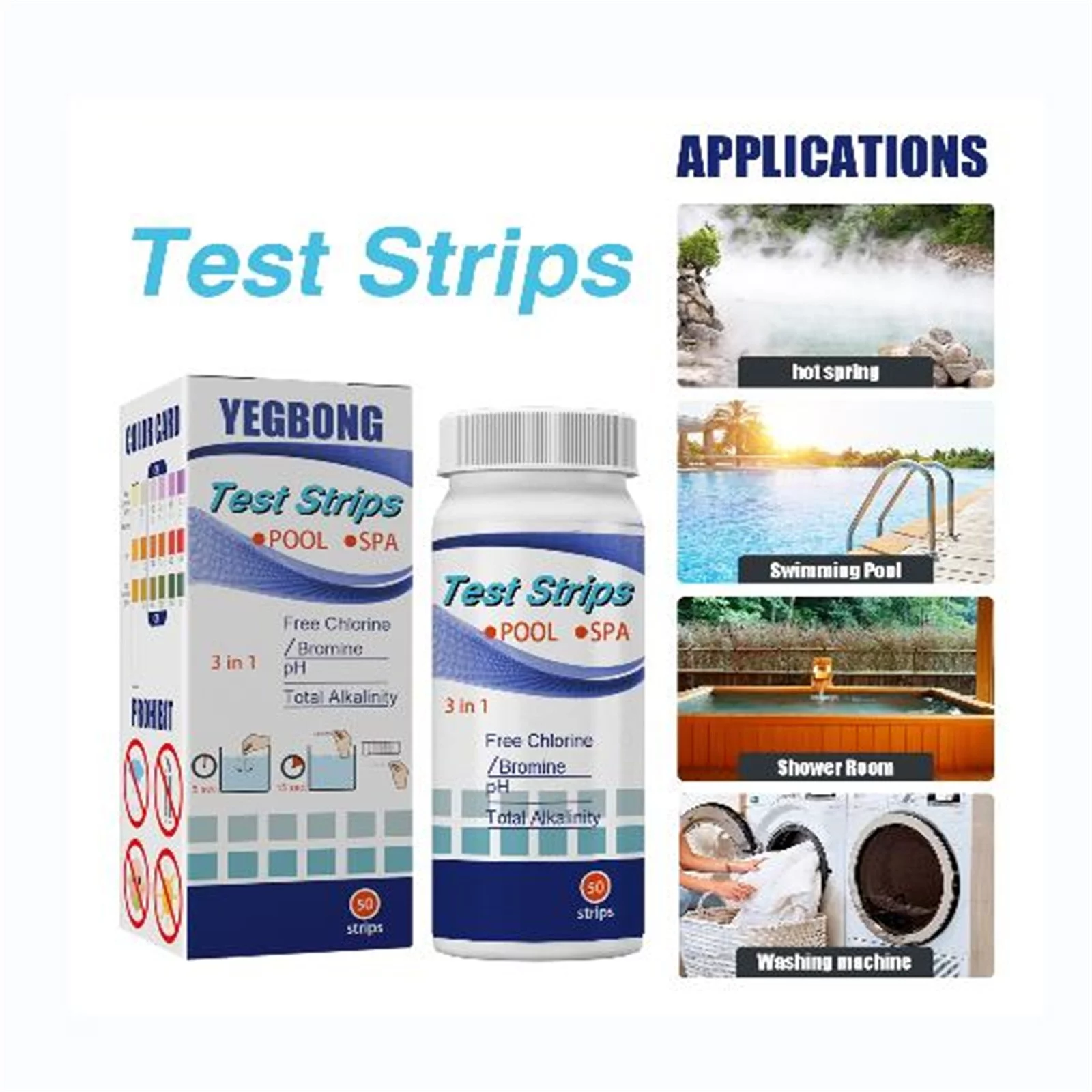 YHAIOGS Pool Water Quality Three In One Test Paper total Alkalinity Hardness Water Test Strip