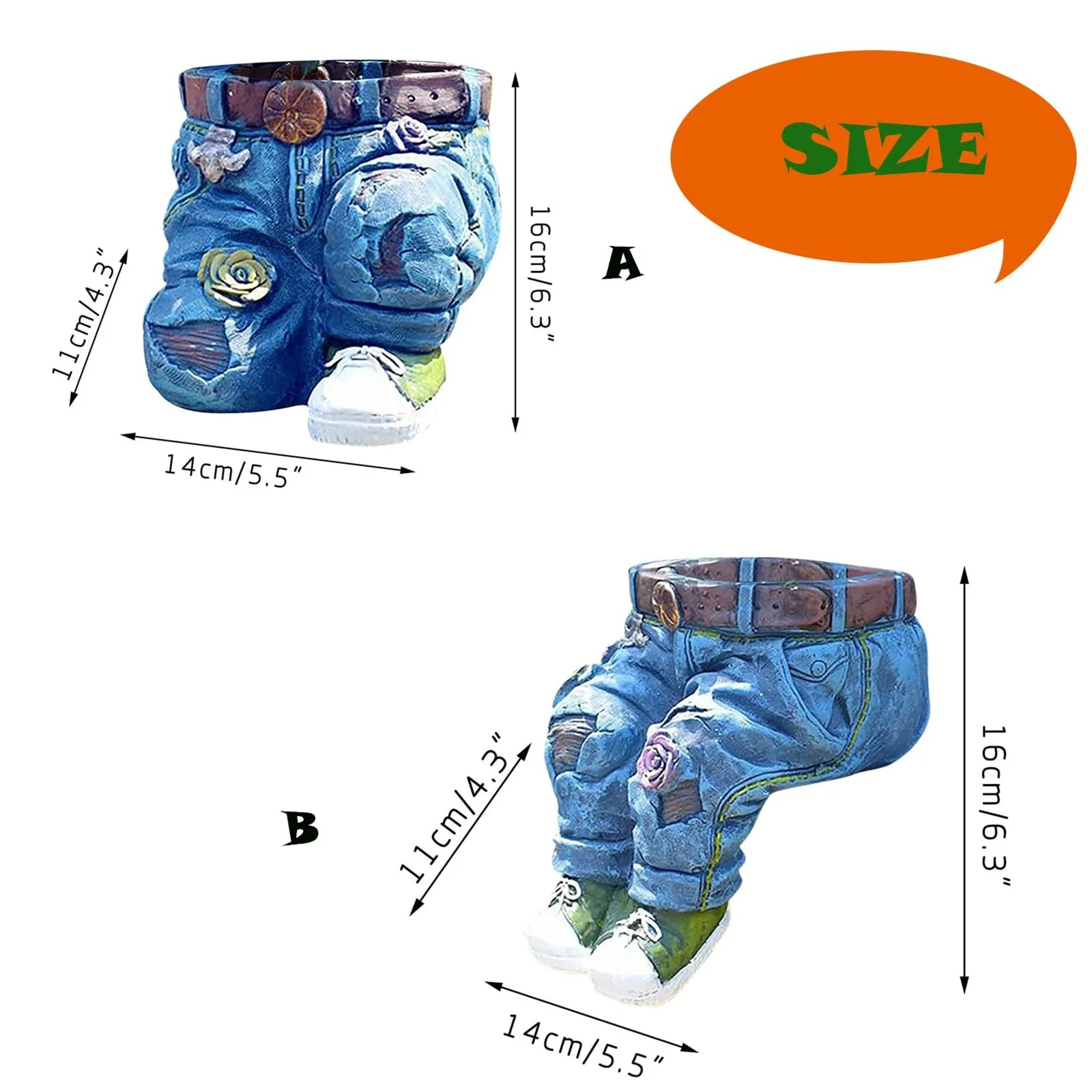 Pots Crafts Jeans Resin Jeans Resin Decorative Garden Potted Pots Desktop Ornament Small Flower Pot Flower Baskets Indoor Potted Artificial Wooden Flower Pot Large Ceramic Vase Set Shelving