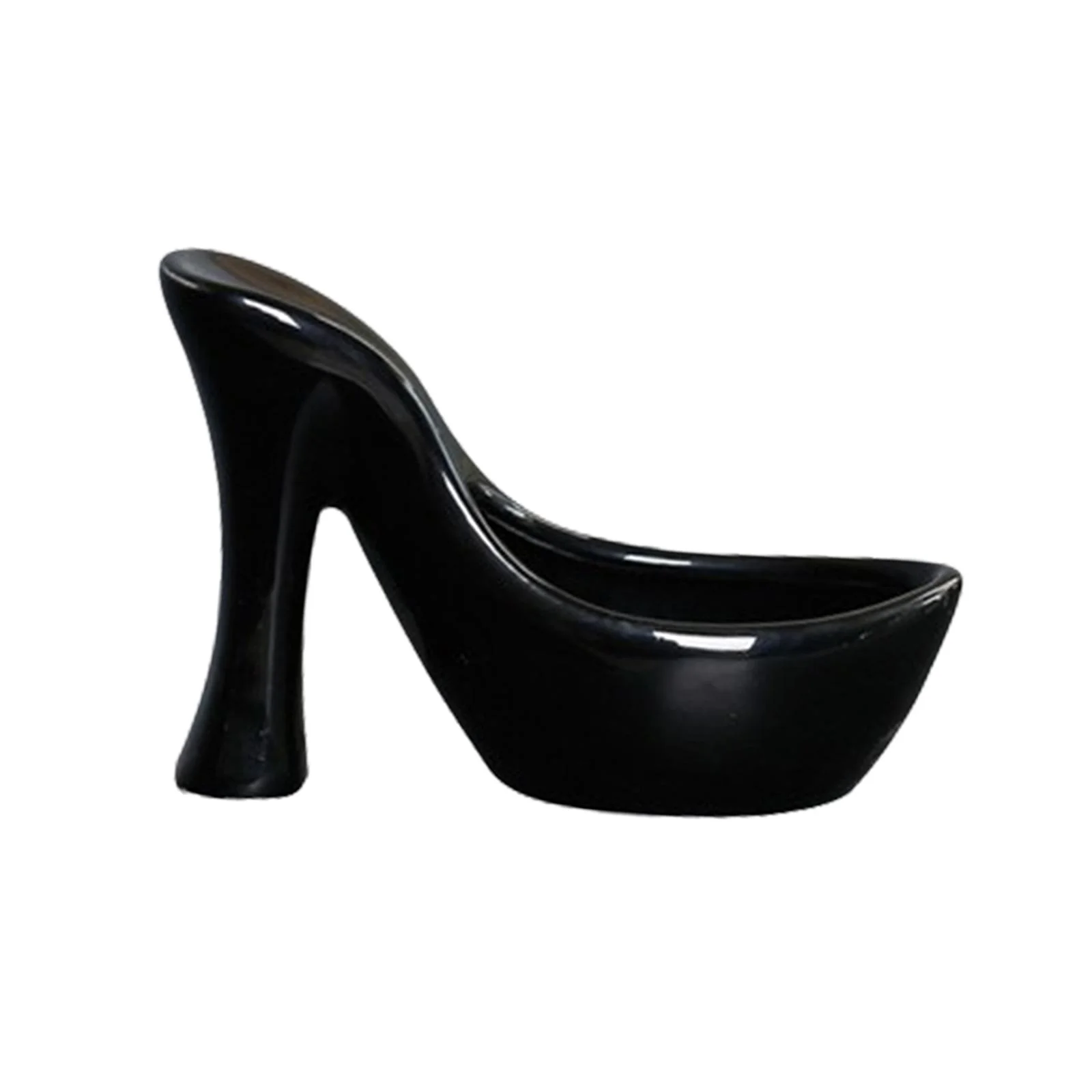 kesoto Ceramic Flower Pot Desktop Flowerpot High Heel Shaped Lightweight Plant Container Nursery Pot for Balcony Garden Outdoor Yard Black