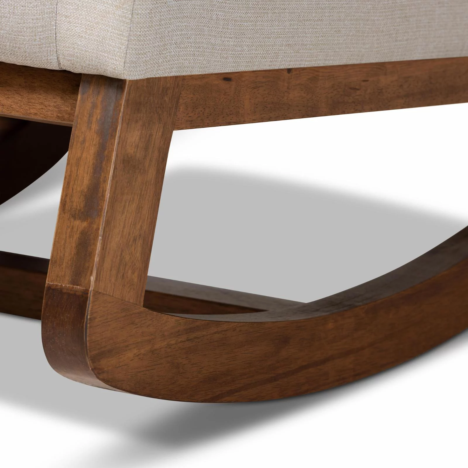 Baxton Studio Yashiya Upholstered Rocker and Ottoman in Beige