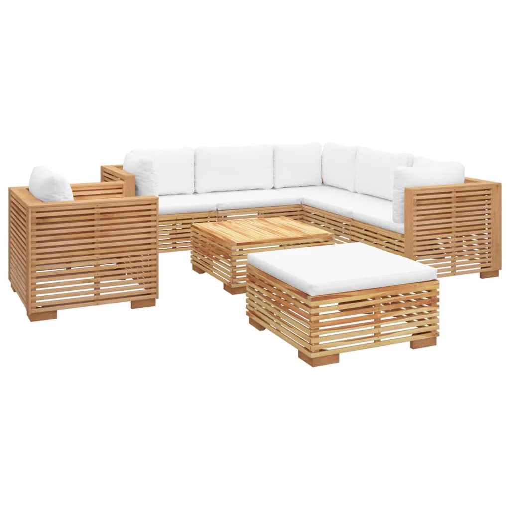 Dcenta 8 Piece Patio Set with Cushions Solid Wood Teak