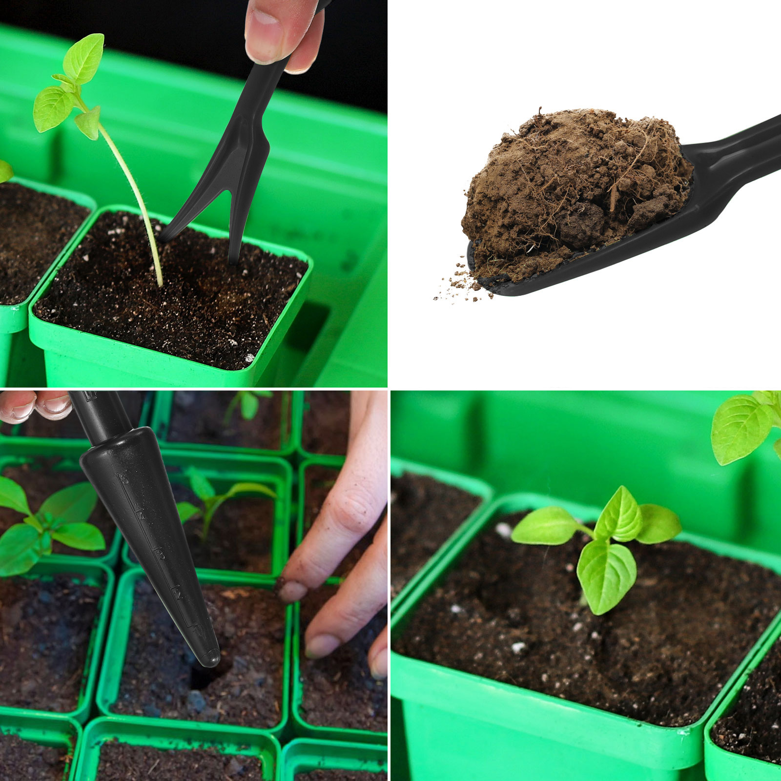 Uxcell Transplanting Tools Set, Succulent Tools Set Mini Transplanting Garden Tools Kit, Black 12 Pcs