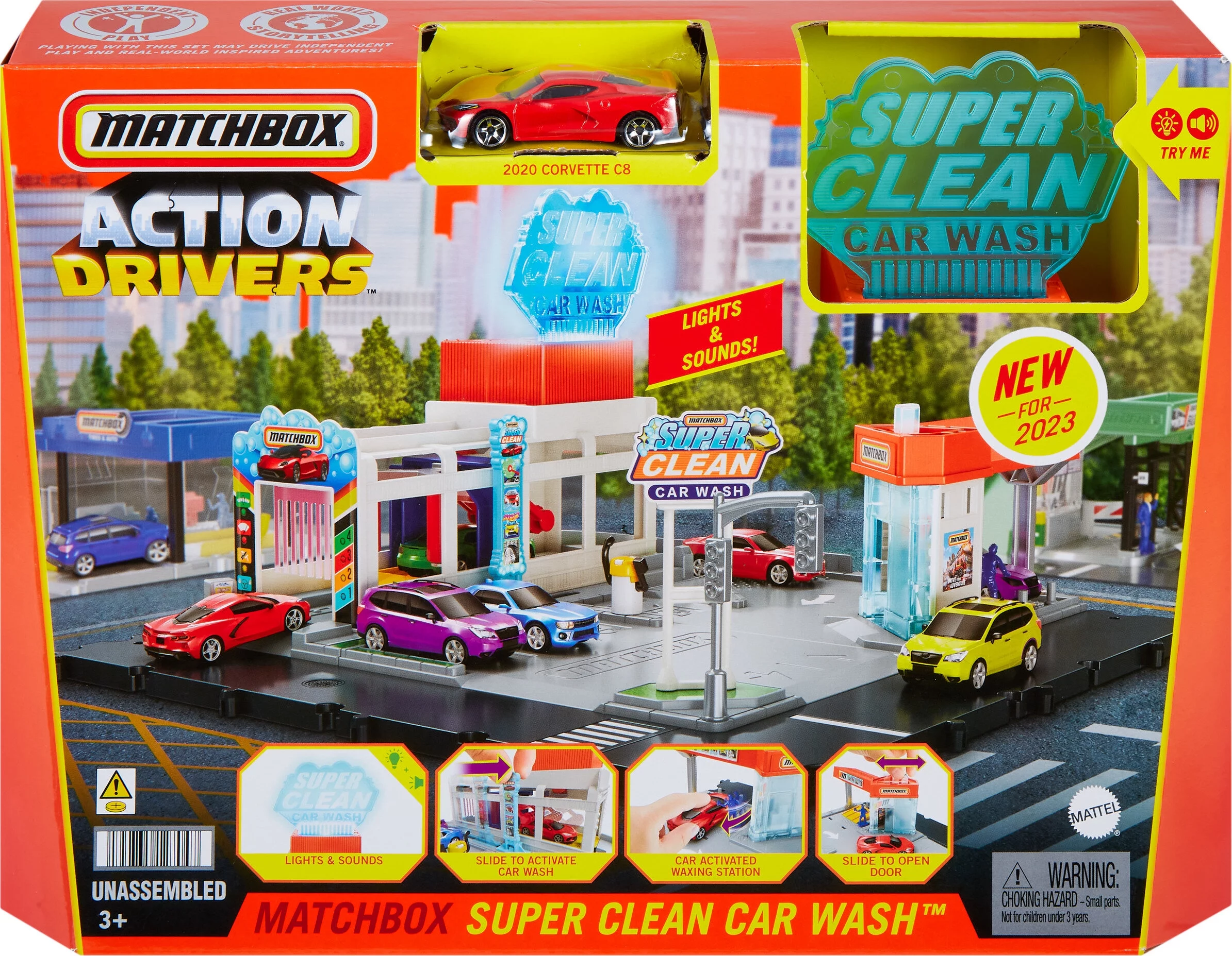 Matchbox Cars Playsets, Super Clean Carwash with 1 Matchbox Car