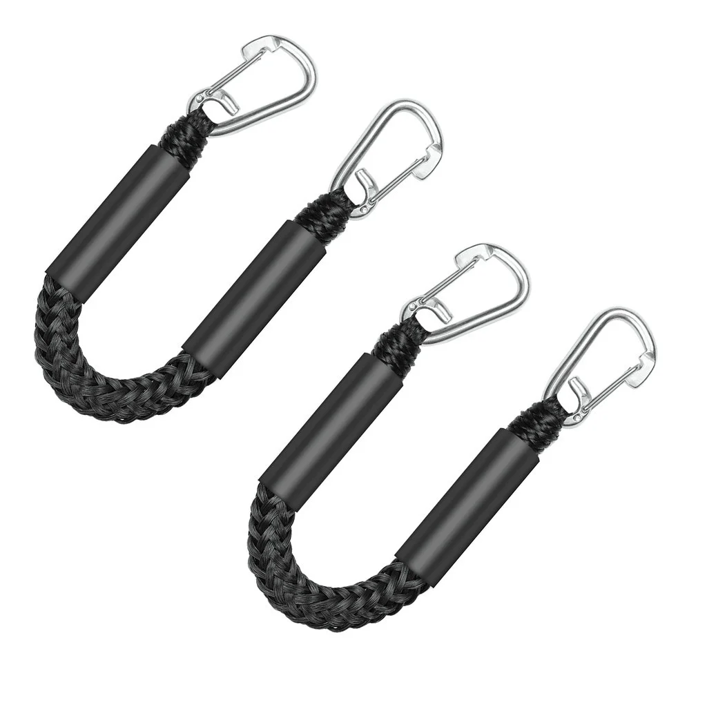 4FT 2-Pack Bungee Dock Line Double Clips Heavy Duty Stainless Steel Clips Boat Ropes Mooring Rope for Boats PWC,SeaDoo,Jet Ski, Pontoon, Canoe