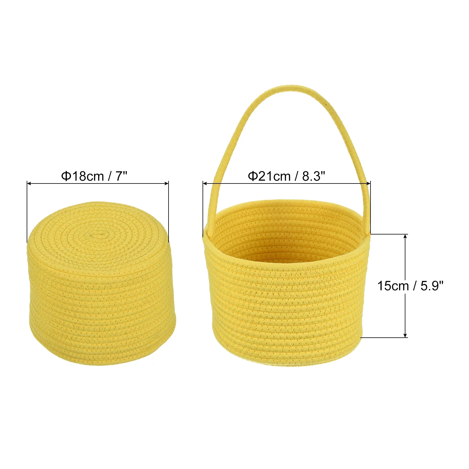 Uxcell Cotton Plant Baskets Solid Color Decorative Desktop Flower Pot, Yellow
