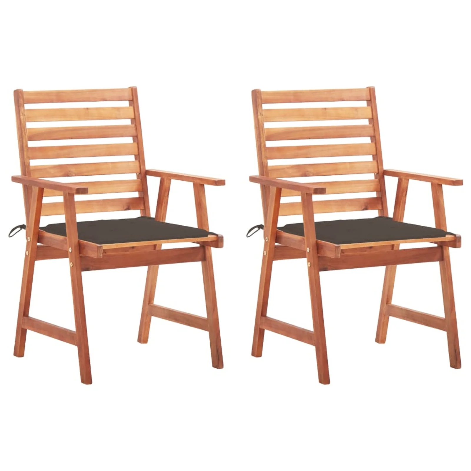 Anself 2 Piece Garden Chairs with Taupe Cushion Aacia Wood  Dining Chair for Patio, Backyard, Poolside,  22in x 24.4in x 36.2in