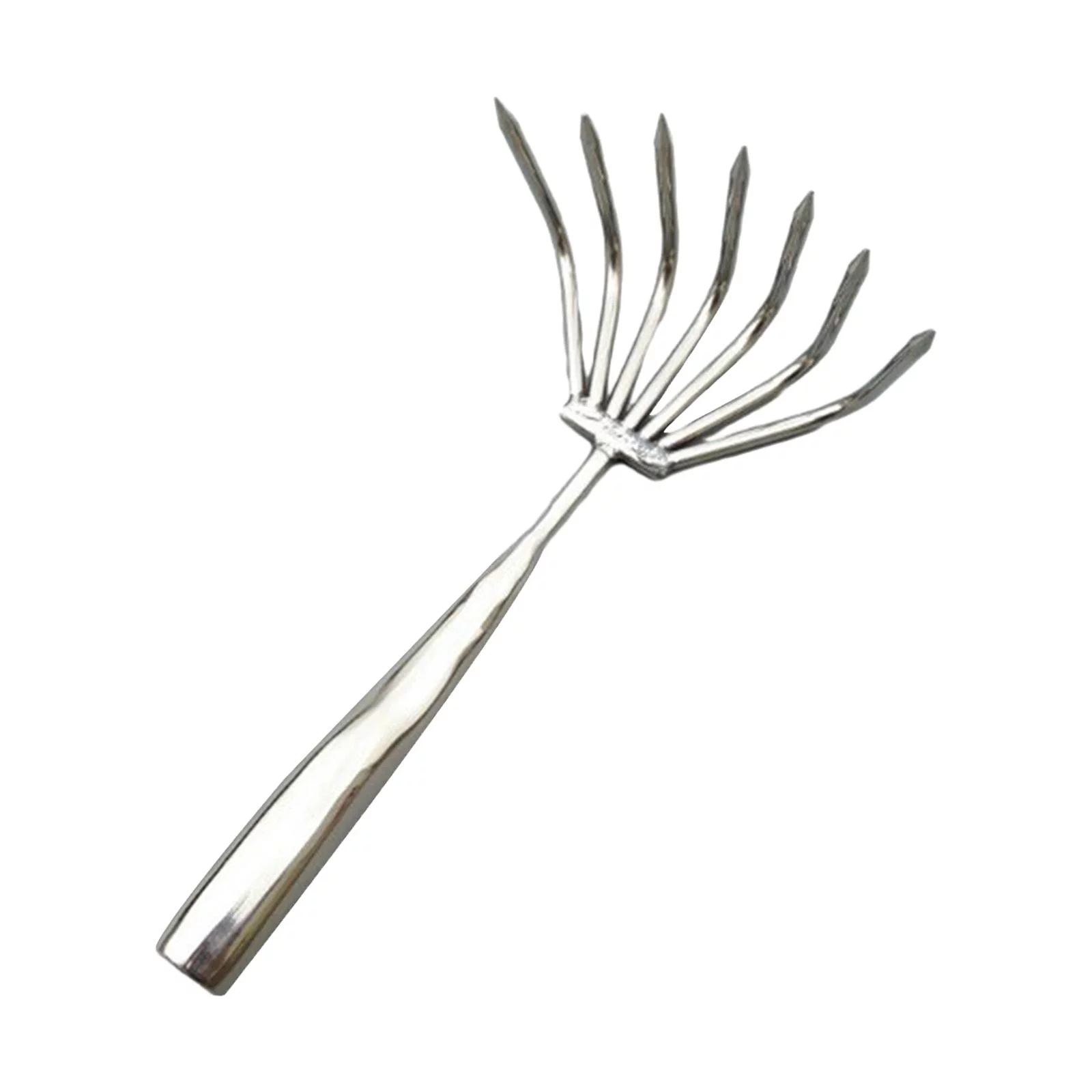 Hand Rake Gardening Leaf Rake Comfort Handle ,Handheld Claw Rake Soil Tiller ,Metal Shrub Rake for Mulch Loosening Soil Grass Lawn Weeding 7 Tines