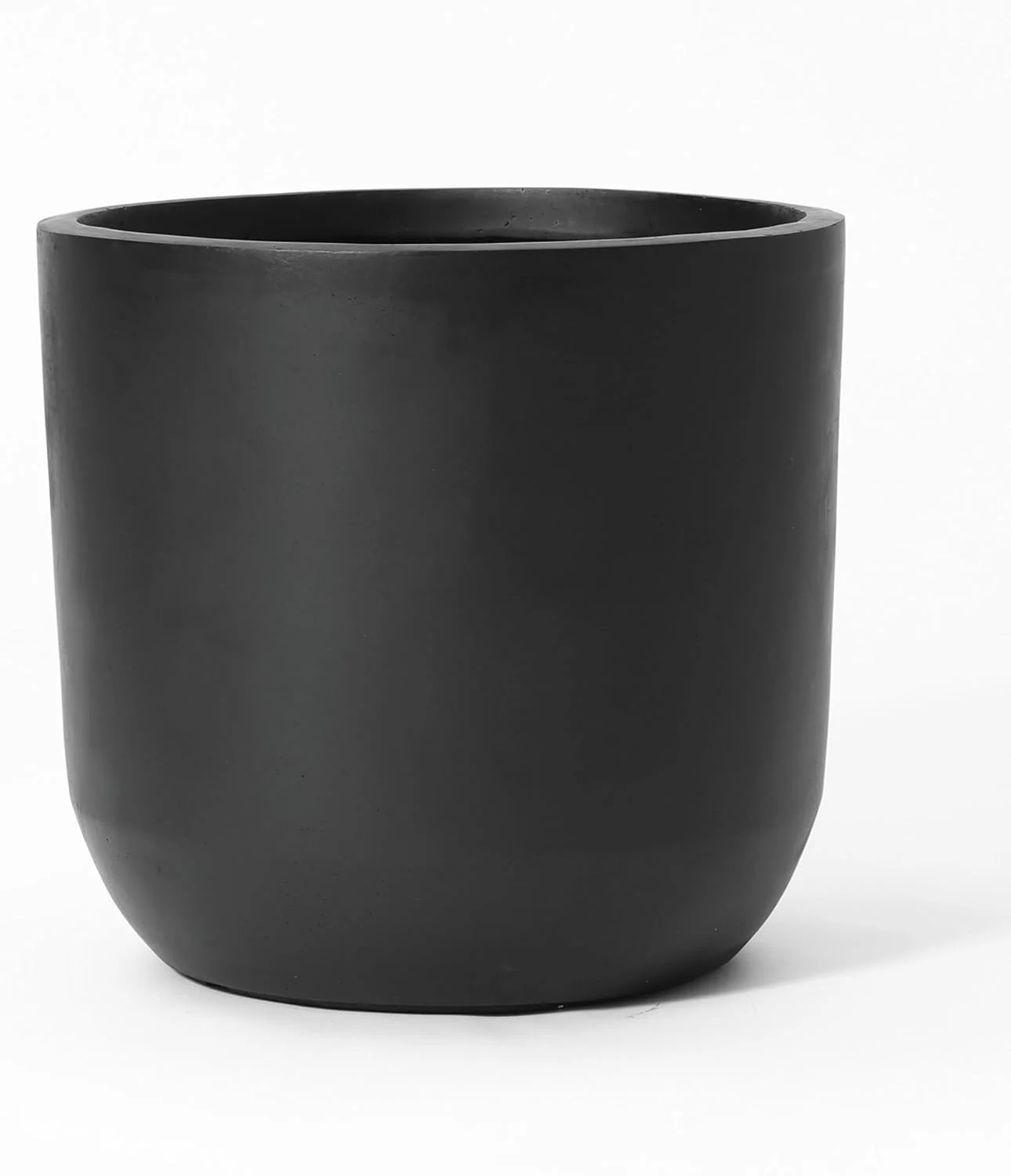 LuxenHome 17 Inch Round Smooth Finish Black MgO Planter Large Round Pots for Plants Indoor & Outdoor Concrete Garden Patio Porch Decor Flower Tree Planters