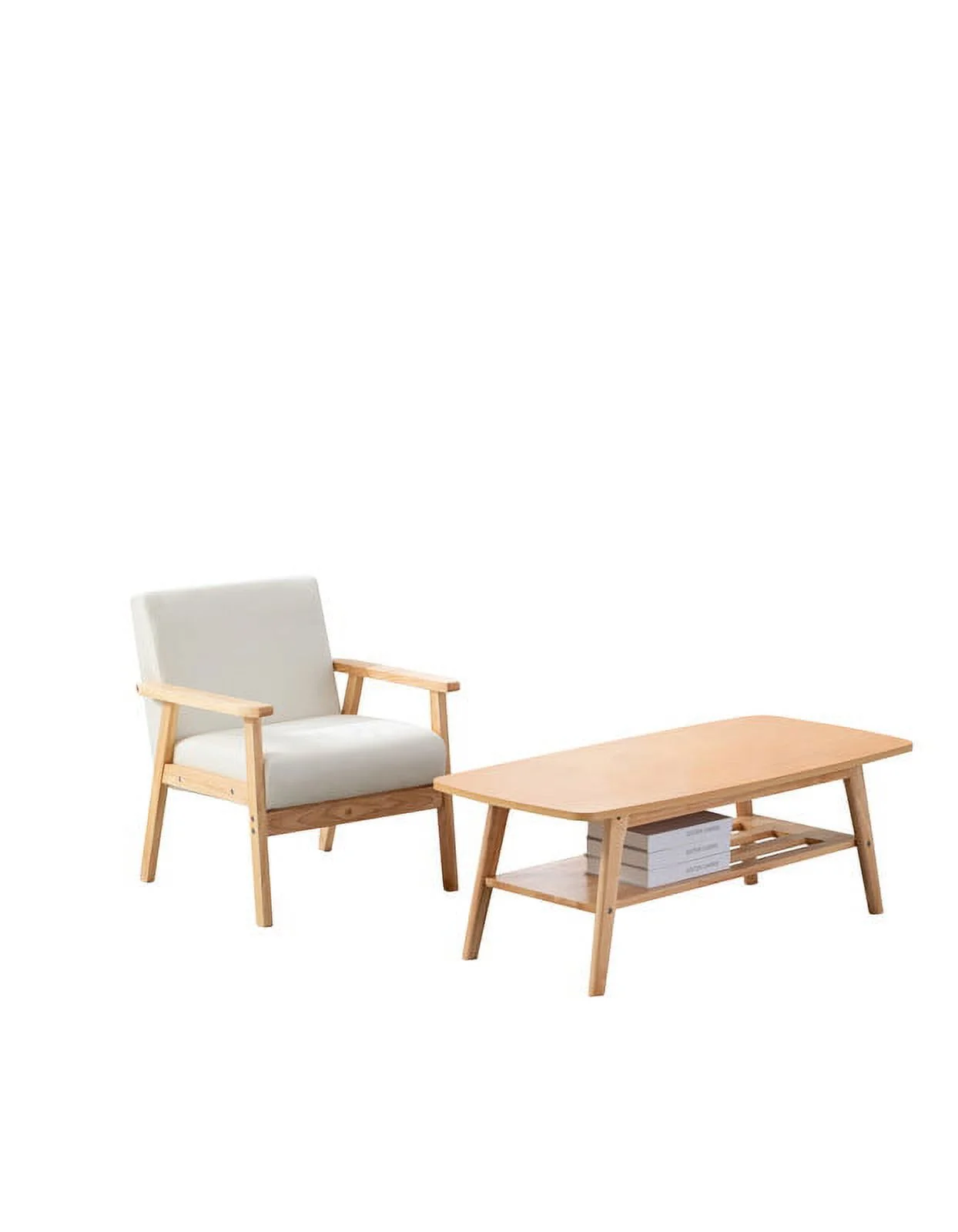 Homiyad Coffee Table and Beige Chair Set