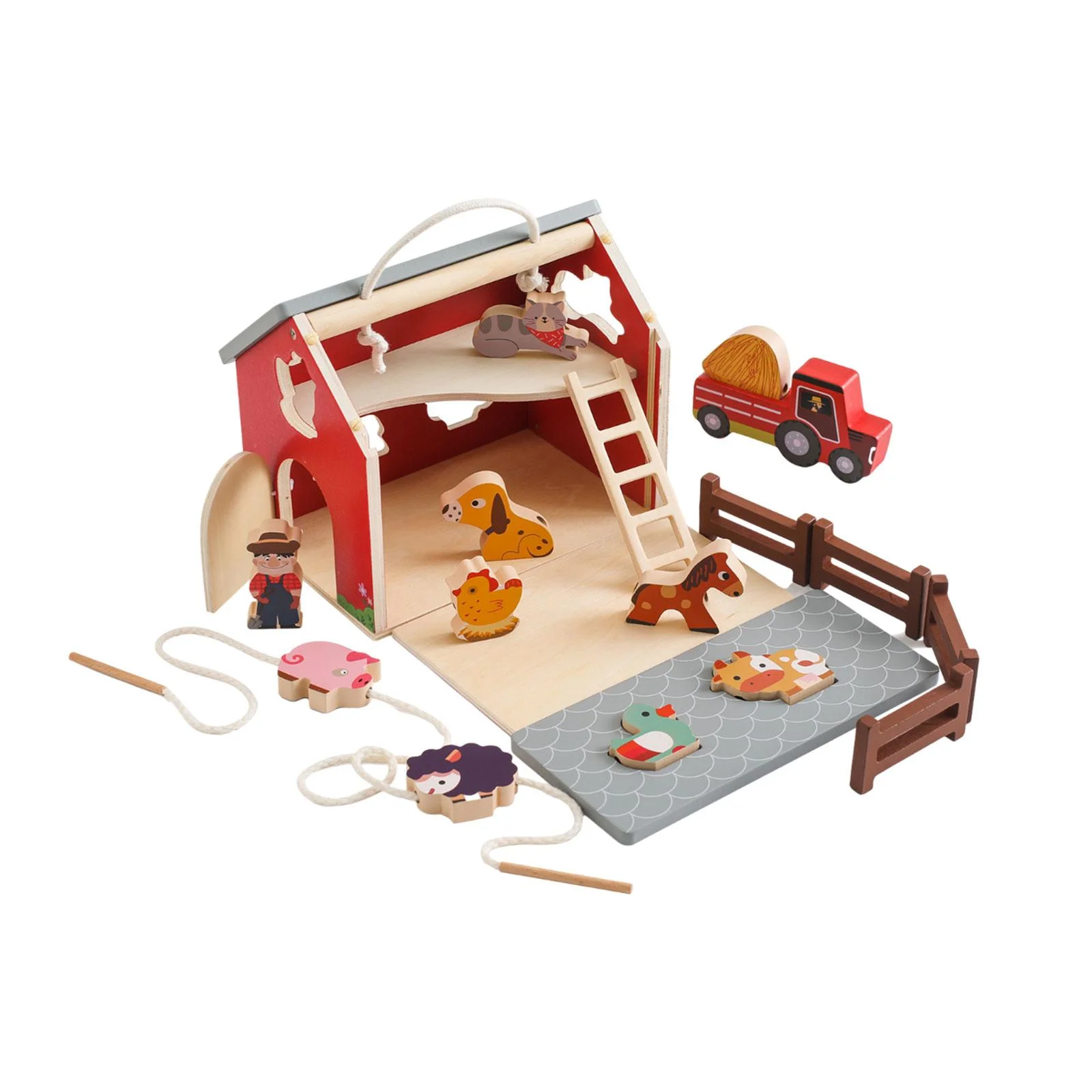 Rushawy Wooden Farm Animals Toys Farm Animals Playset Kids Valentines Gifts for Ages 3 4