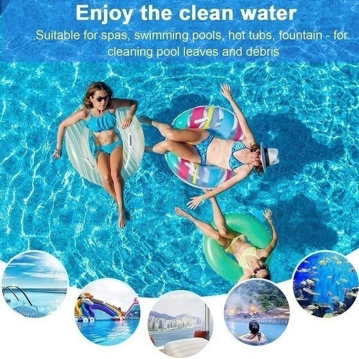 Everso Swimming Pool Pond Fountain Vacuum Cleaner Leaf Skimmer Mesh Set Cleaning Tool