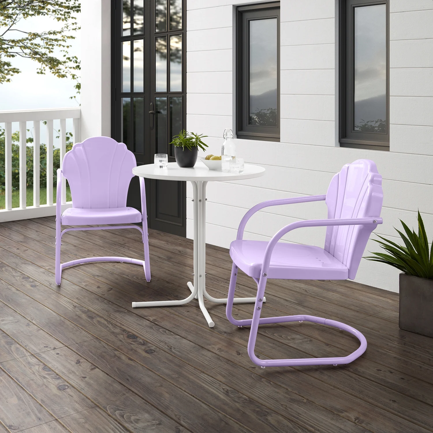 Crosley Tulip 3 Piece Retro Outdoor Bistro Set in Lavender