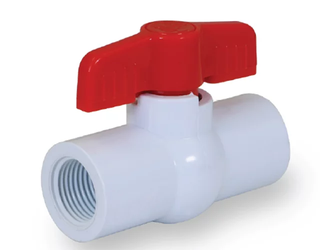 Midline Valve PVC Ball Valve; Red T-Handle Water Shut-Off; 2 in. FIP; Plastic