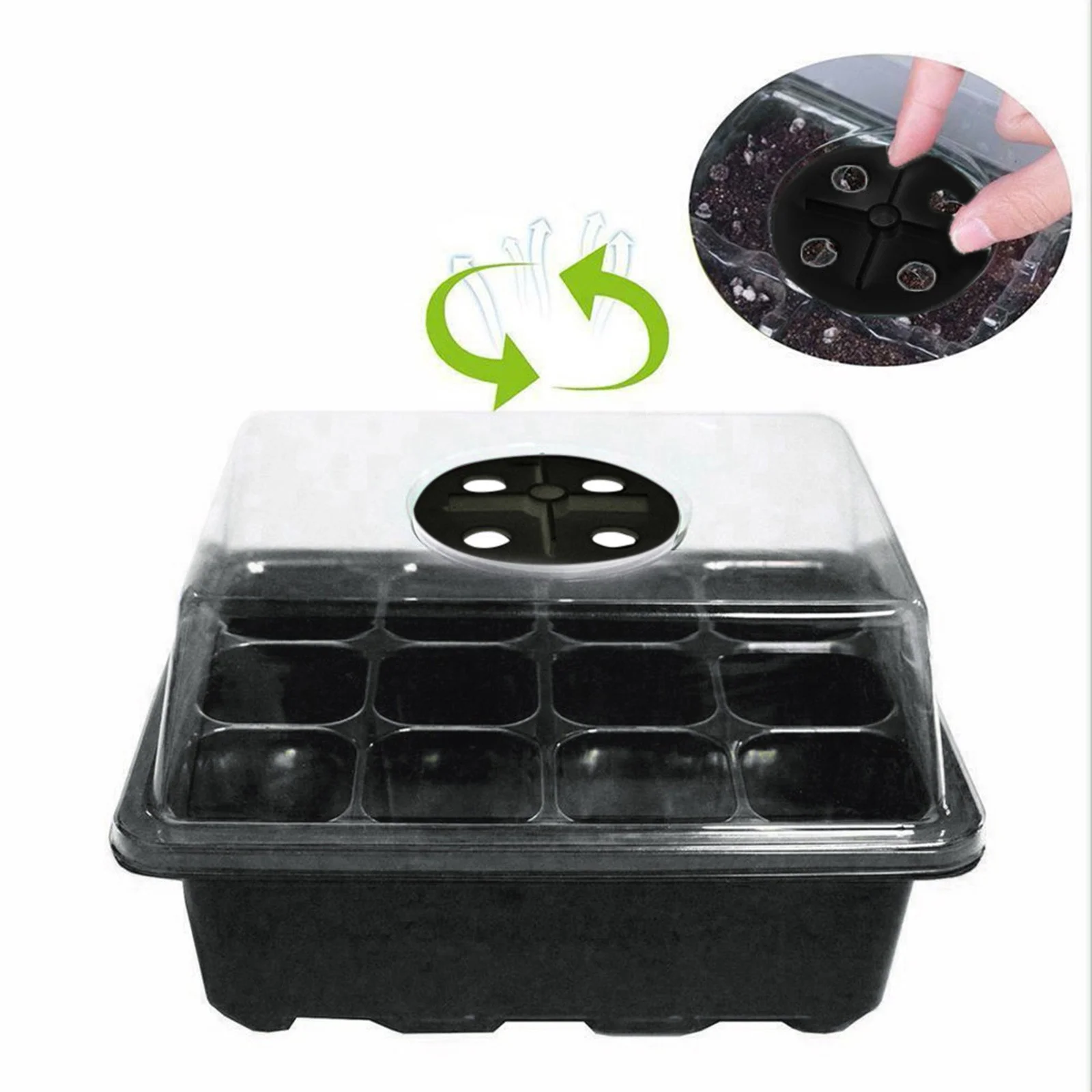 12 Hole Grows Box Nursery Seedling Starter Garden Yard Tray Hot Start Trays Germination Dome Winter Grass No Mess Birdseed Watering Tray Squirrel Food Wild Squirrel Food Garden in *12PCS