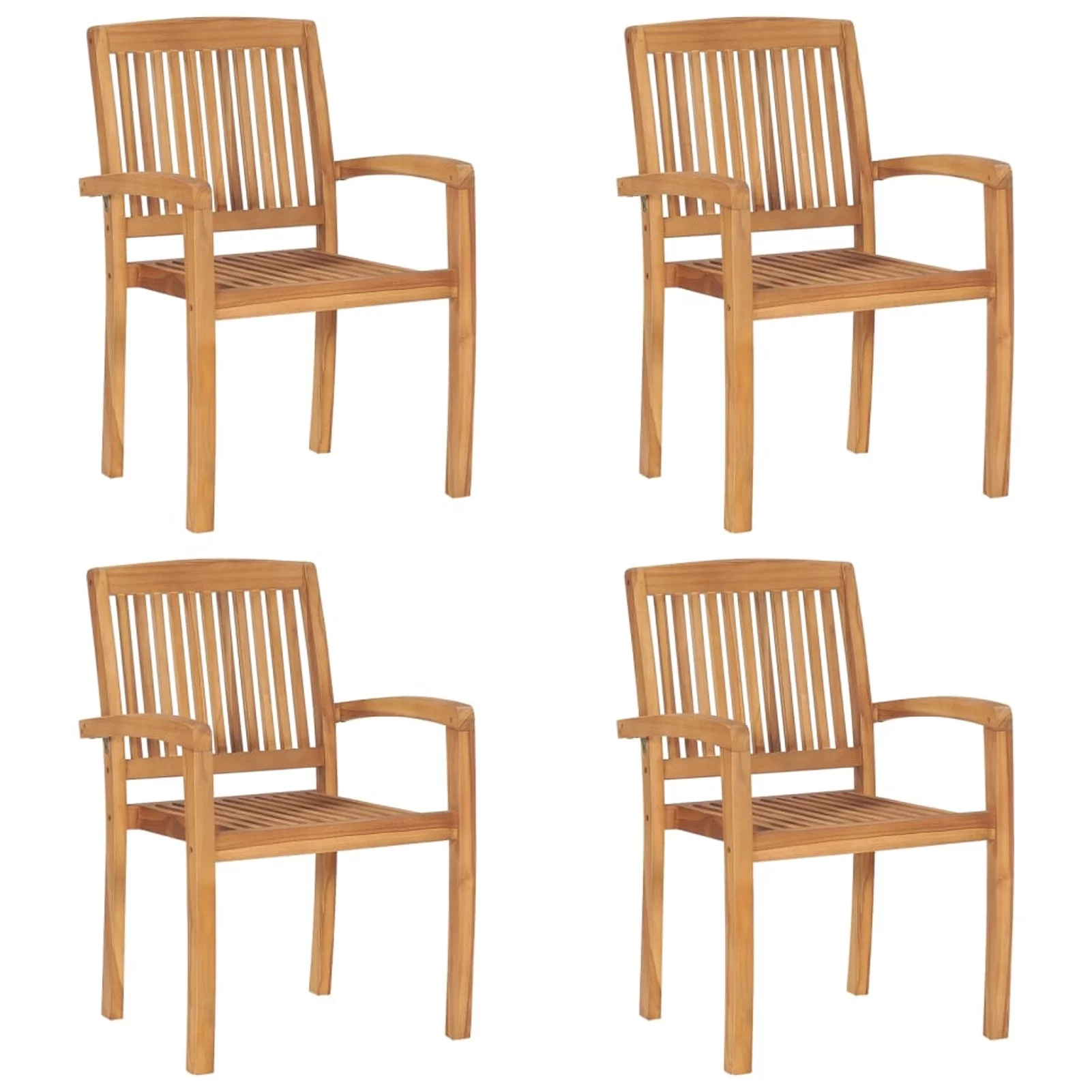Irfora Stacking Patio Chairs with Cushions 4 pcs Solid Teak Wood