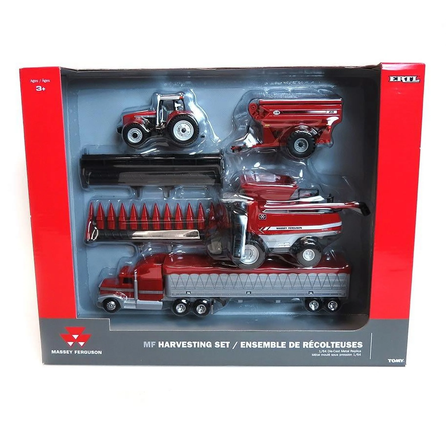ERTL 1/64th Massey Ferguson 4 Piece Harvesting Vehicle Playing Set 16260