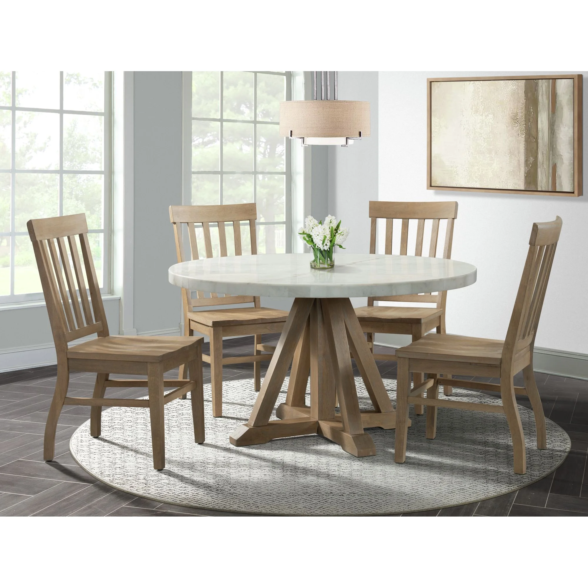 Picket House Furnishings Liam Round 5PC Dining Set-Table & Four Chairs