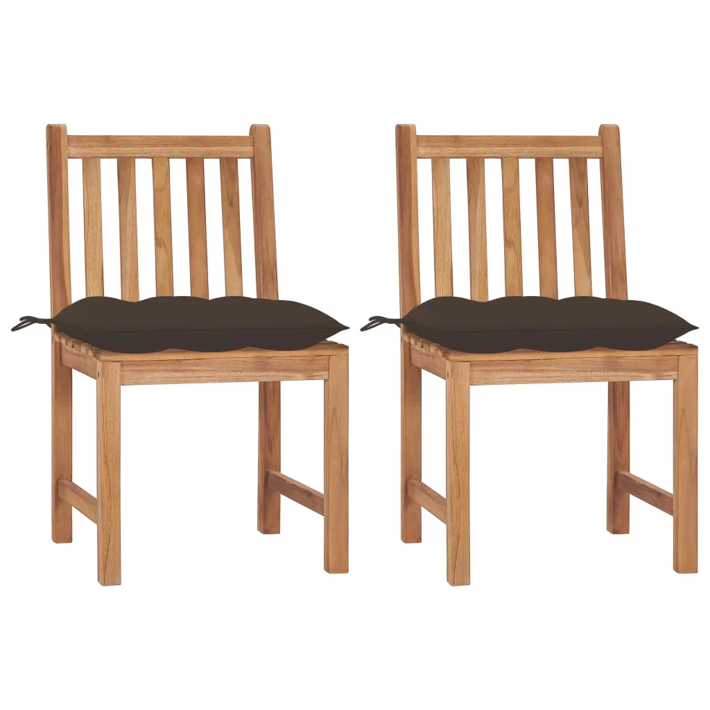 Dcenta Patio Chairs 2 pcs with Cushions Solid Teak Wood
