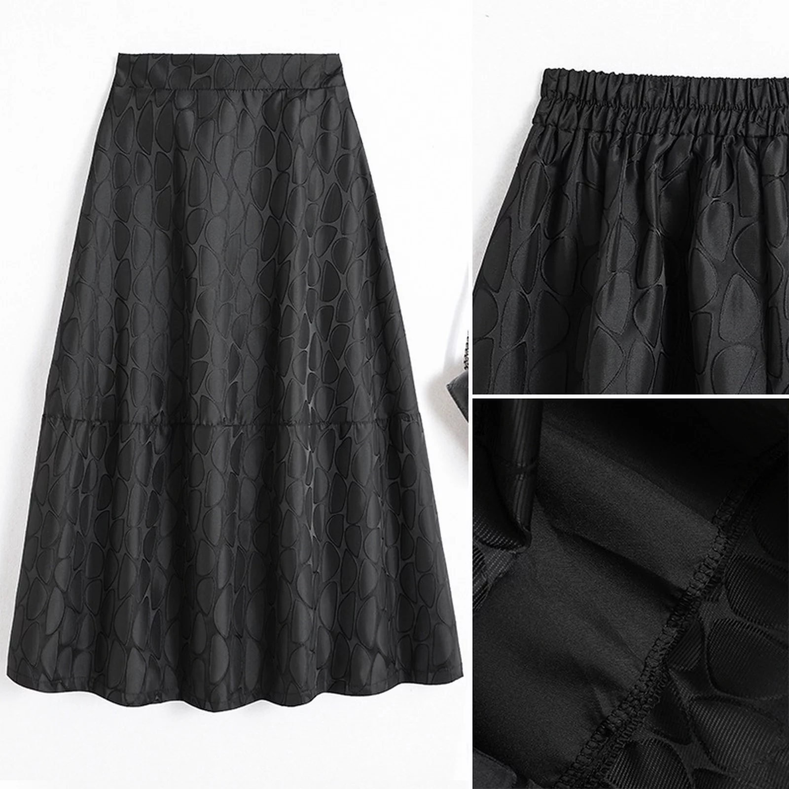 Summer Jean Skirt Women'S Jacquard A Line Skirt Little Black Skirt High Waist Half Skirt Loose Casual Half Skirt Skirt Sets Women 2 Piece Outfits For