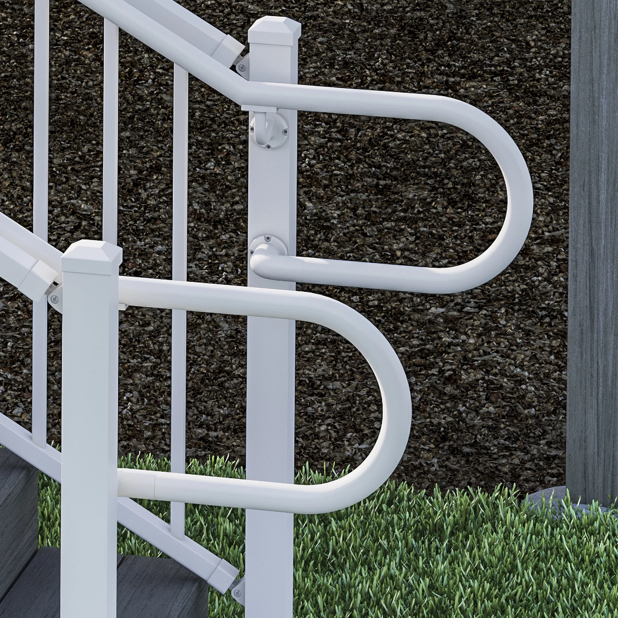 ADA-Compliant Secondary Handrail 180-Degree Return Loop, Textured White