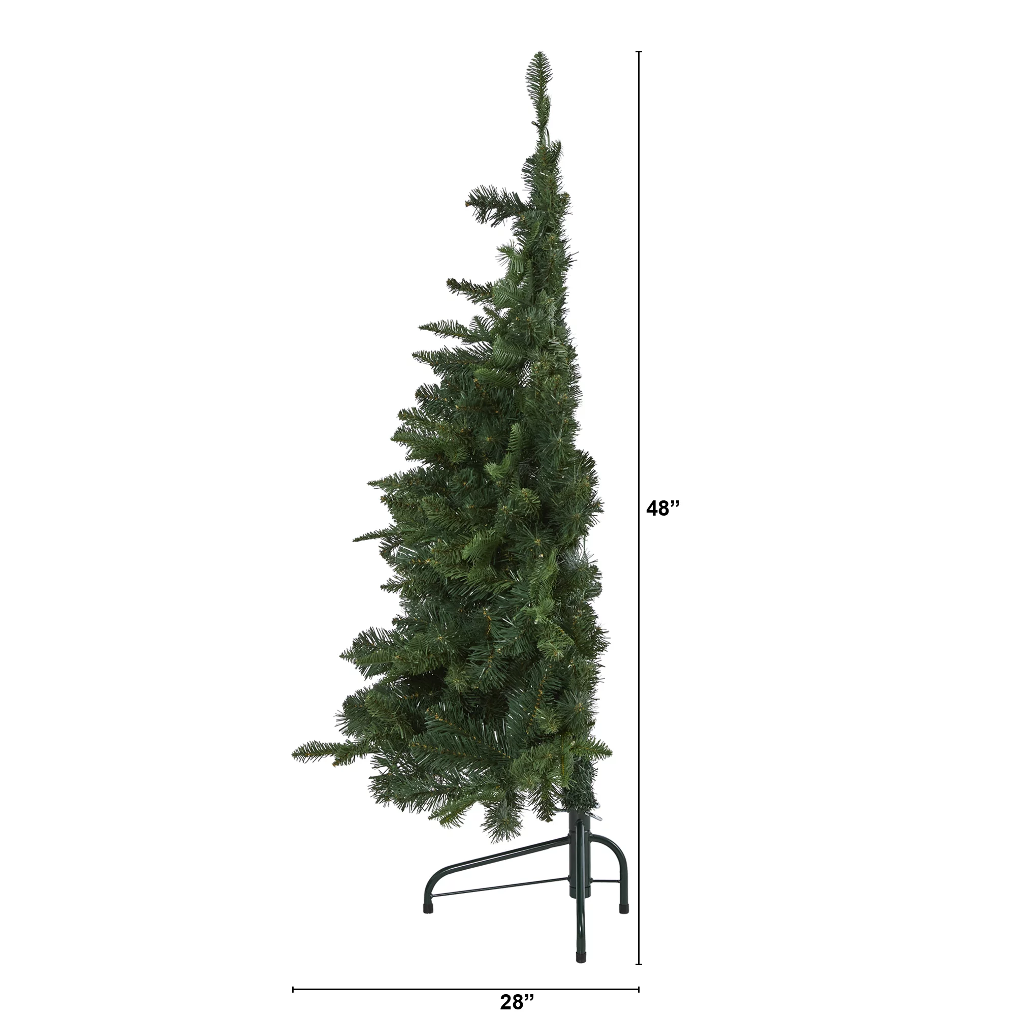 Nearly Natural 4' Flat Back Spruce Artificial Christmas Tree Prelit with LED Lights, Green