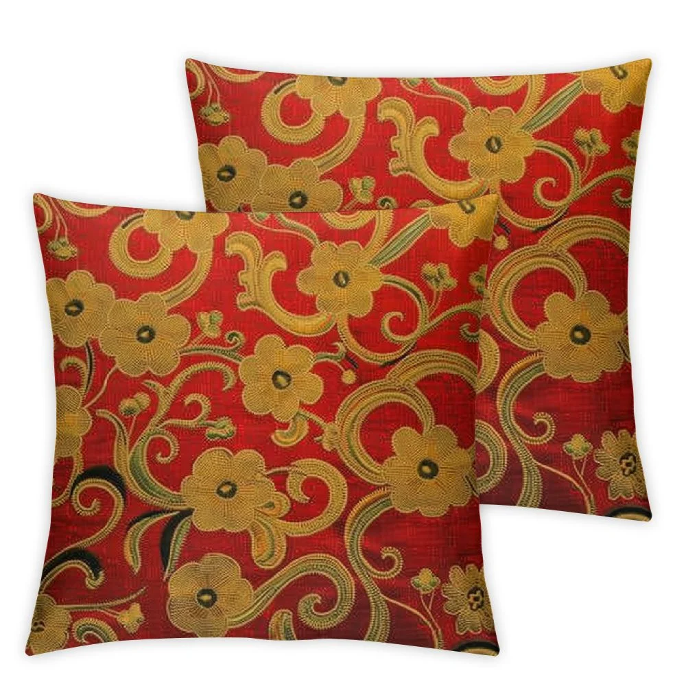 Acheng Throw Pillows Cover Red Pattern Oriental Chinese New Year Cherry Blossom Holidays Flower Floral Plum Dragon Traditional Cushion Case for Fall Home Decor,2 Pcs White