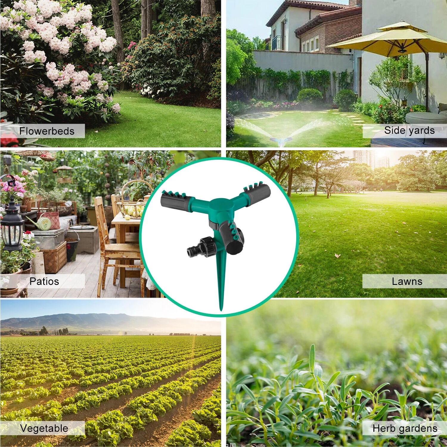 360° Rotation Auto Irrigation System Garden Lawn Sprinkler Patio Save Water USA