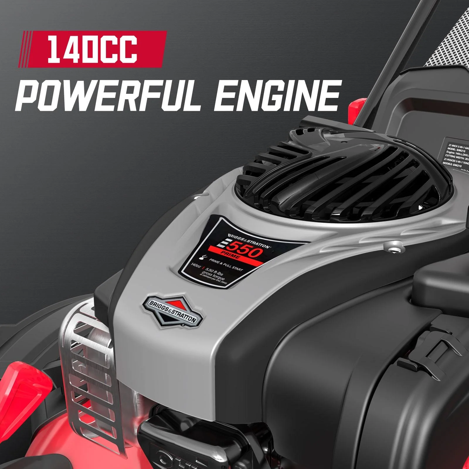 PowerSmart Self-Propelled Gas Powered 22 inches 3-in-1 Lawn Mower with 140cc B&S Engine