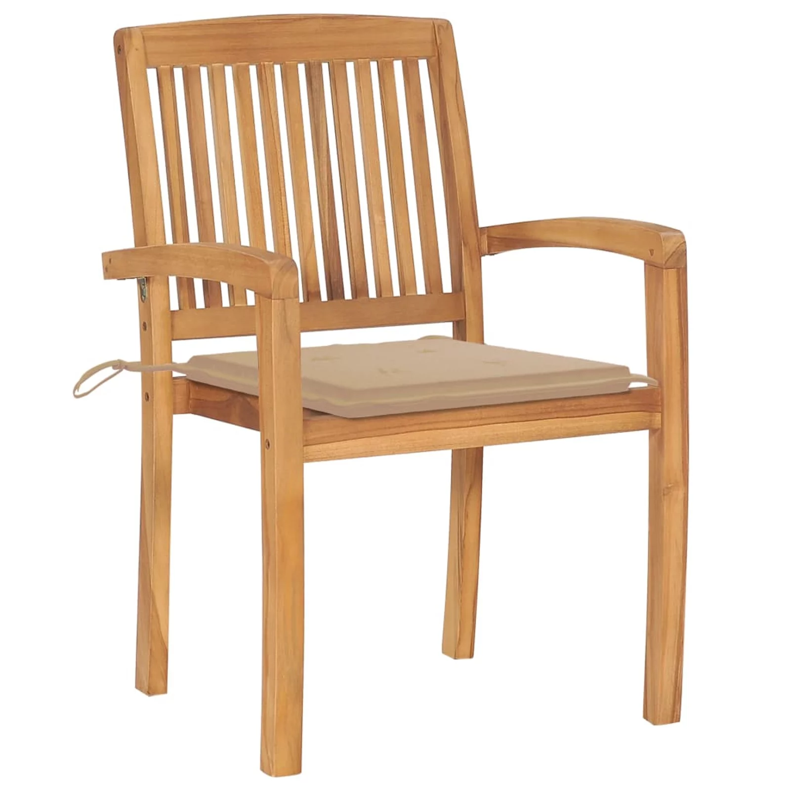 Dcenta Patio Chairs 2 pcs with Beige Cushions Solid Teak Wood