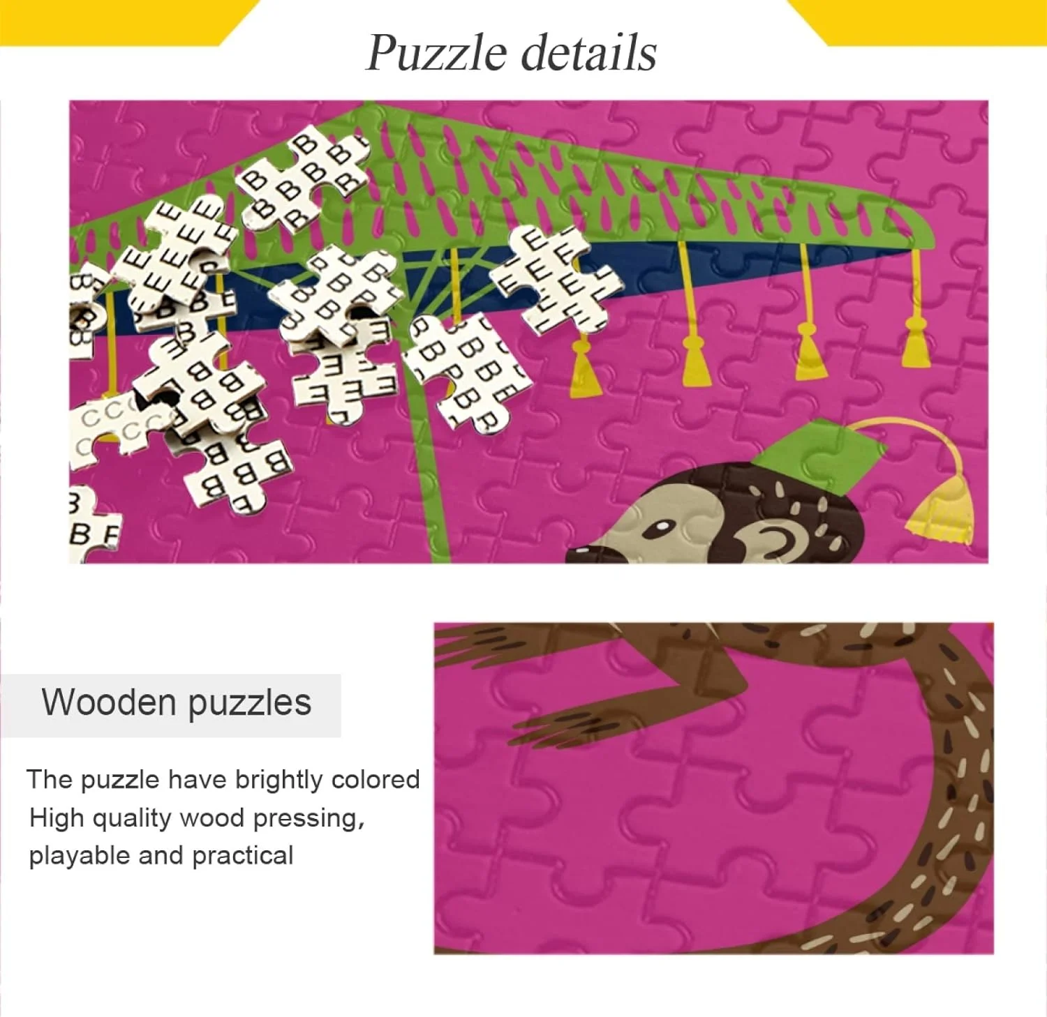 Hidove 1000 Piece Jigsaw Puzzle for Adults Kids, Beautiful Vintage Monkey Puzzle Wooden Jigsaw Puzzle Family Game Intellective Toys Wall Art Work for Educational Gift Home Decor