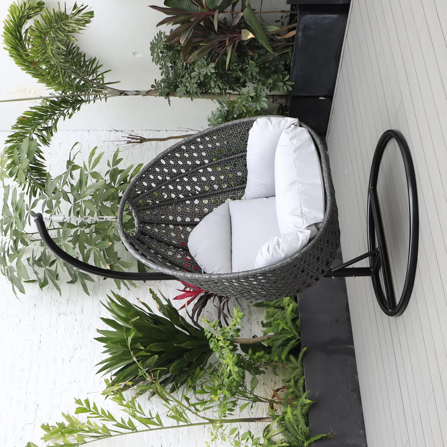 Maykoosh Earthy Elements Charcoal Wicker Hanging Egg Swing Chair