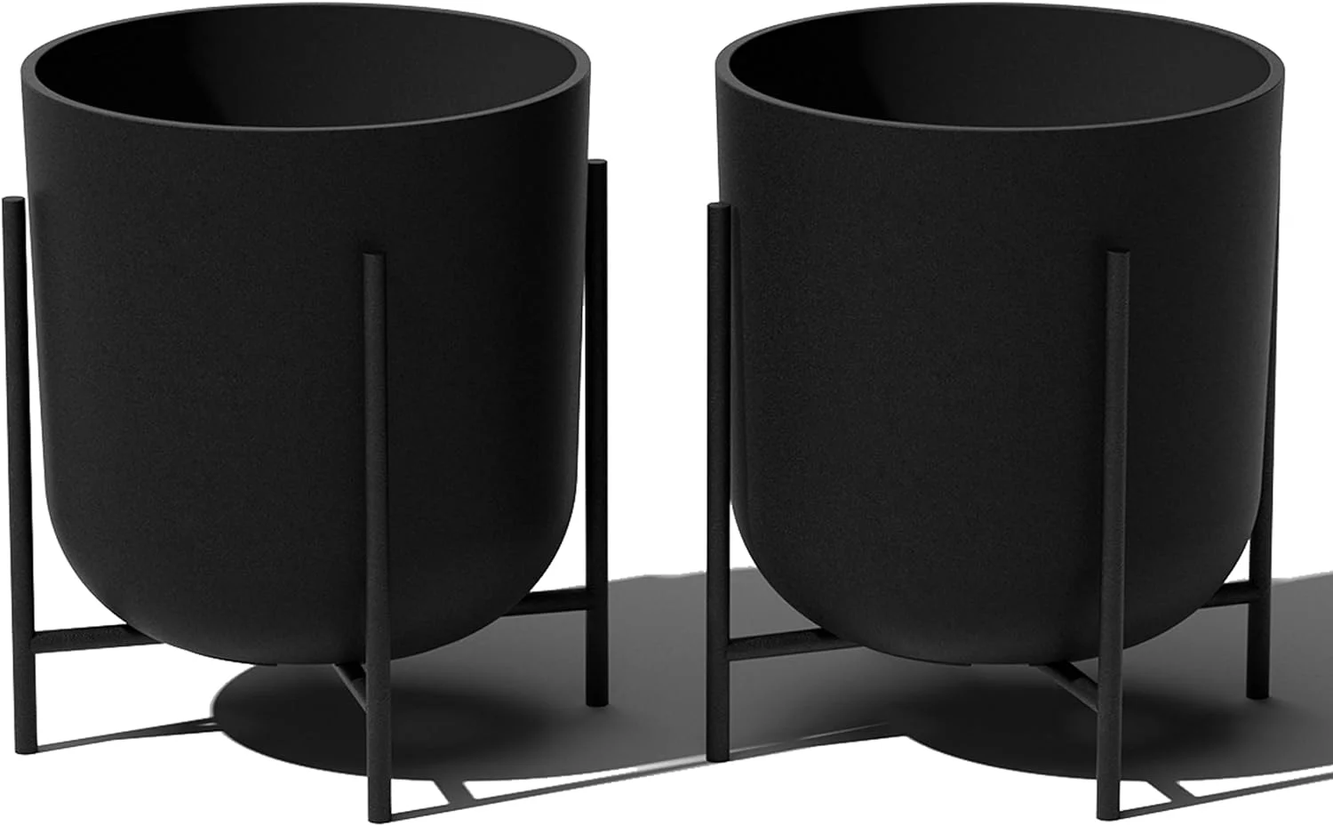 Mason Series Raised Lima Planter - Round Planter for Patio/Balcony | Plastic & Concrete w/Metal Plant Stand | Modern for Plants