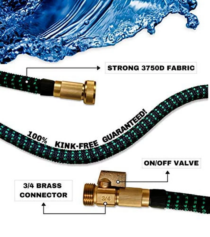 Expandable Garden Hose 50FT Heavy Duty No-Kink Compact Lightweight Waterhose Outdoor Lawn Shrinking Water Hose Expanding 50 FT Car Wash Collapsible Hose 3/4 Retractable Water Pipe Flexible Hoses