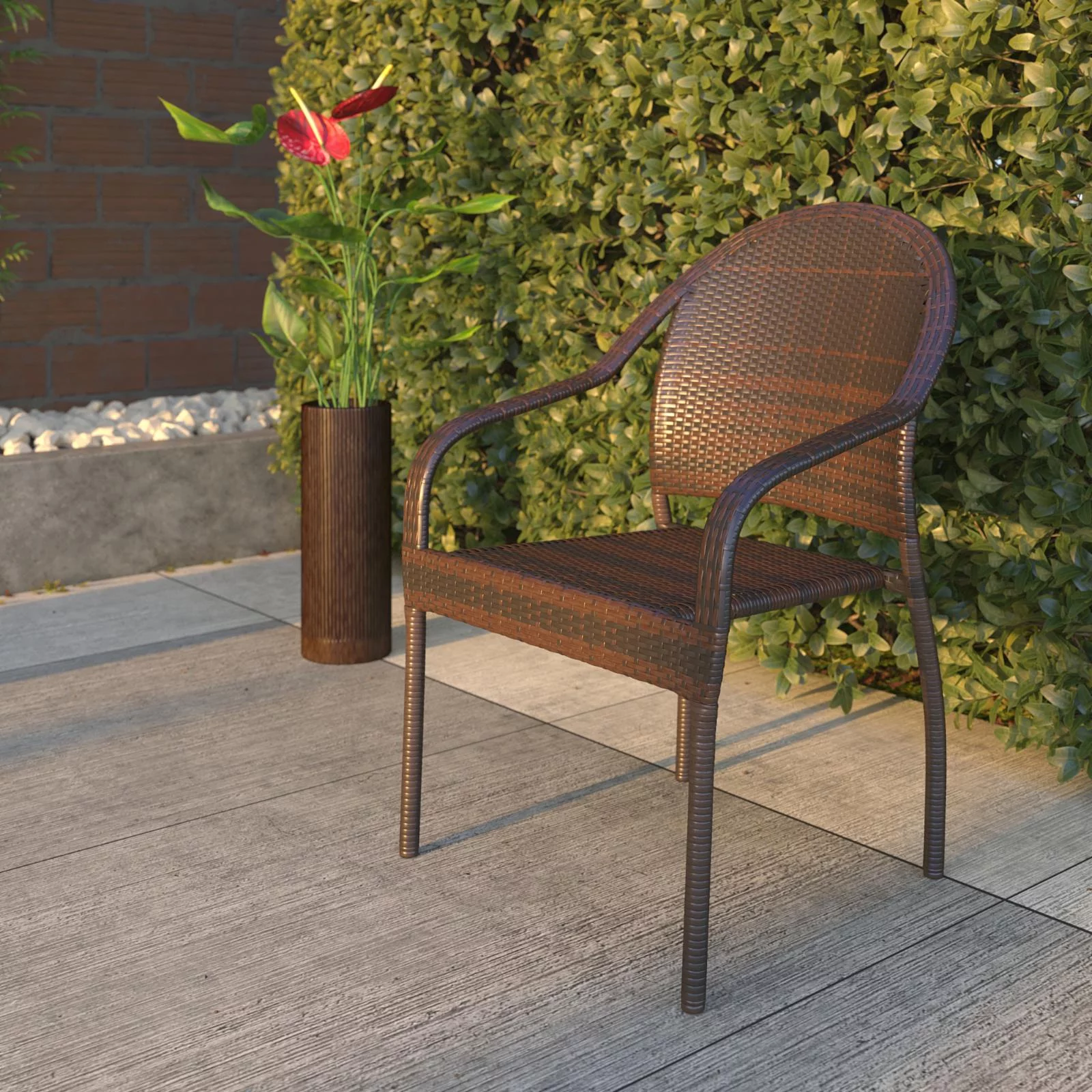 Balkene Home Rhodos Resin Wicker Stacking Patio Dining Chair - Set of 4