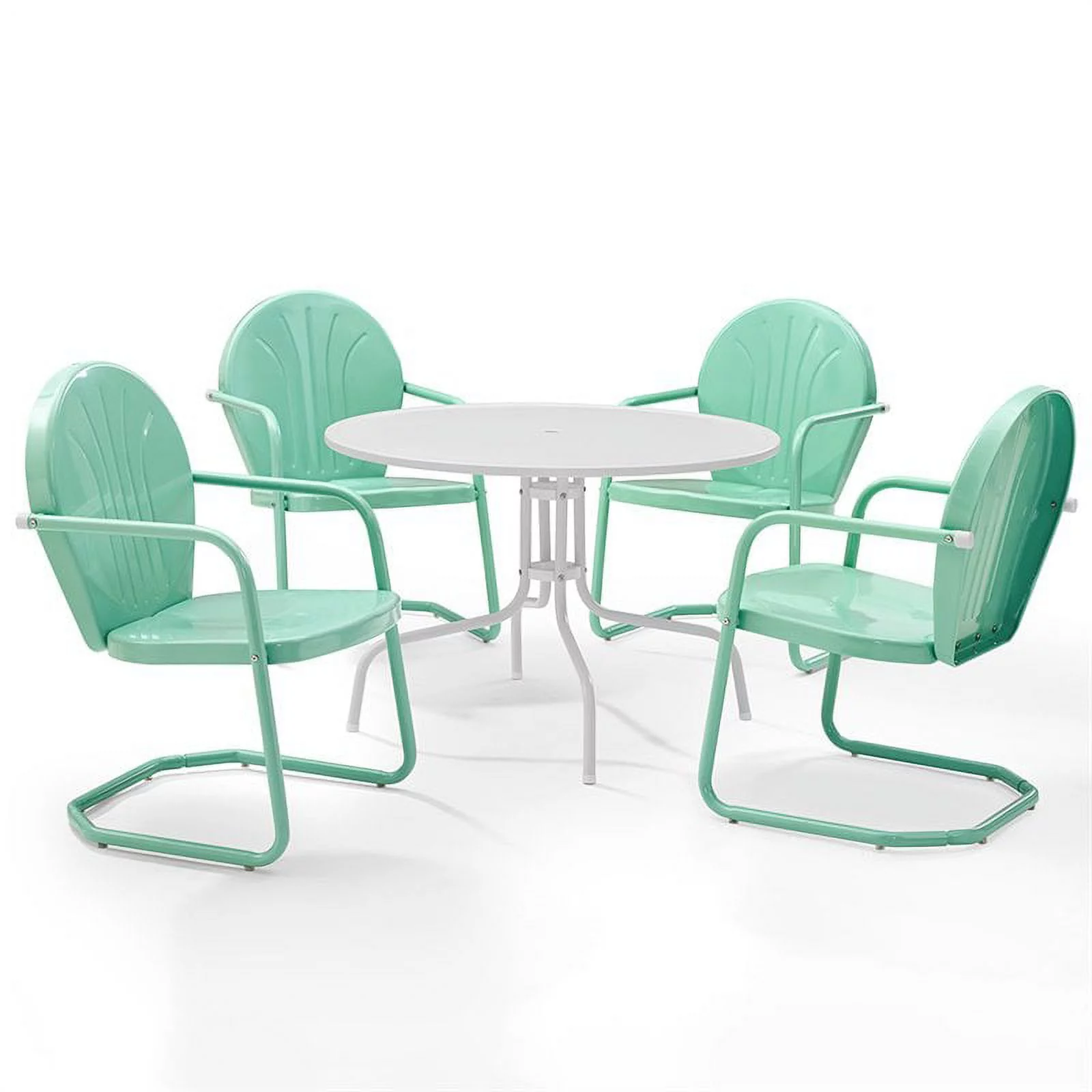 Afuera Living 5-Piece Modern Metal Patio Dining Set in Aqua/White
