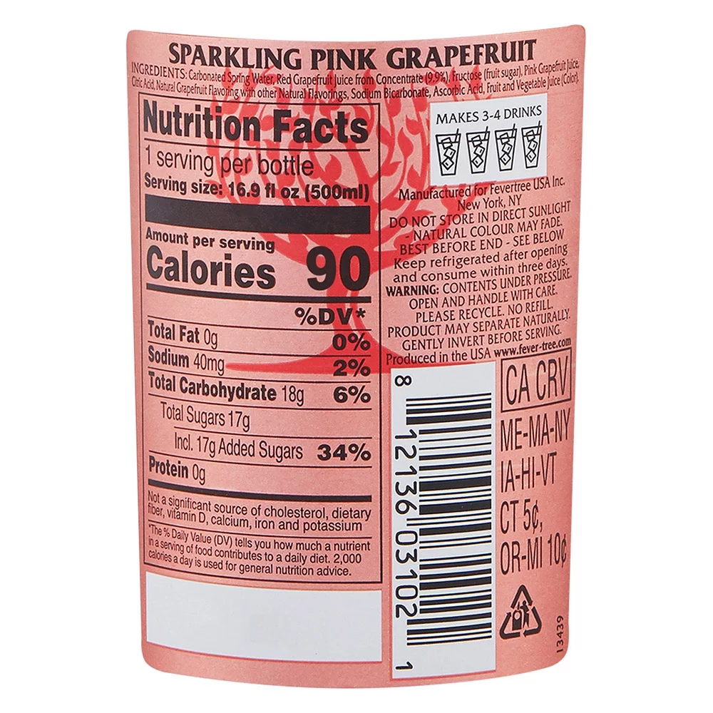 Fever-tree - Mixer Sprkling Pink Grapefruit - Case Of 8-16.9 Fz