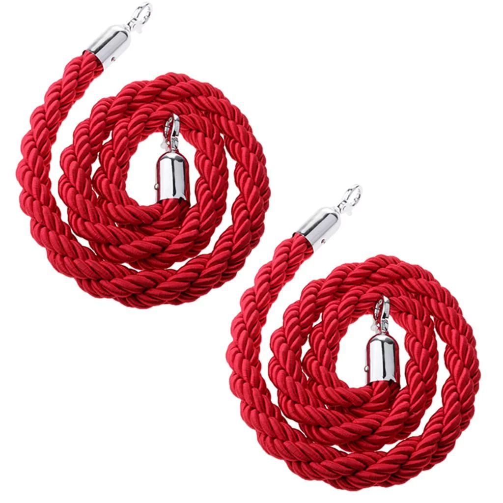 2Pcs 1. Queue Twisted Ropes Divider with Hooks for indoor and outdoor Hotel Playground Exhibition