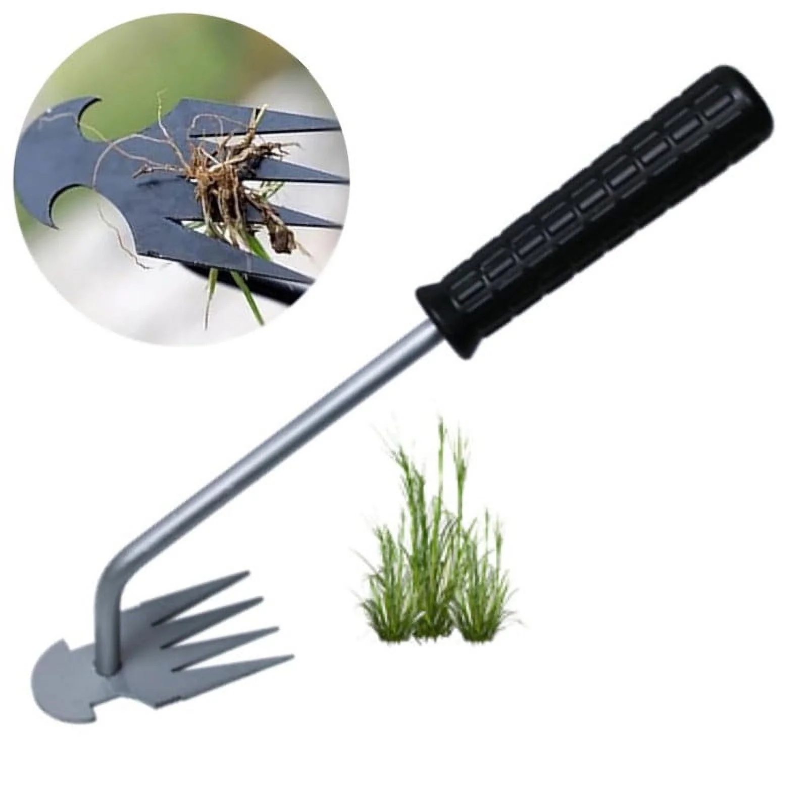 Garden Weeding Tool, New Weeding Tool with Root for Home Garden Shovel, Backyard Loosening Farm Planting Weeding (15.7inch Black)