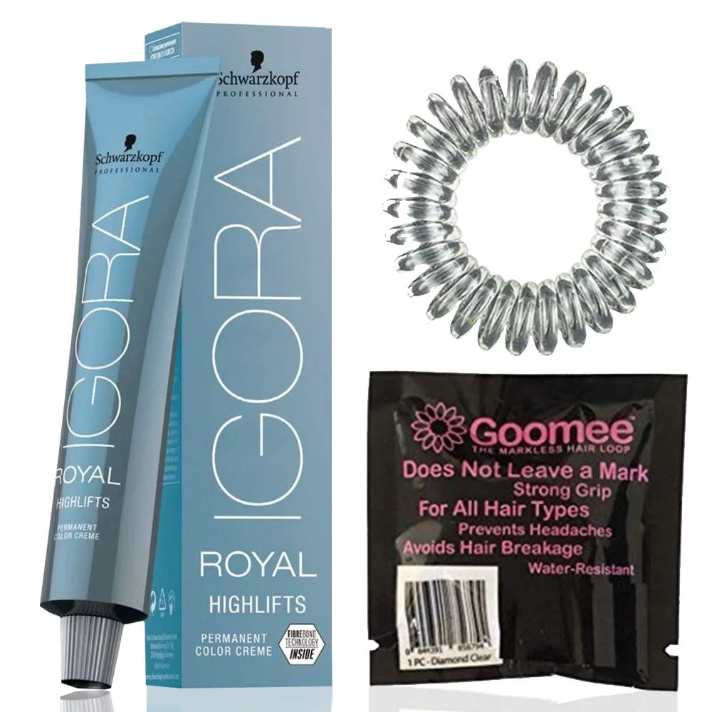 Igora Royal 12-2 Special Blonde Ash Highlifts Permanent Hair Color and Goomee The Markless Hair Loop Single Pack Diamond Clear (Bundle 2 items)