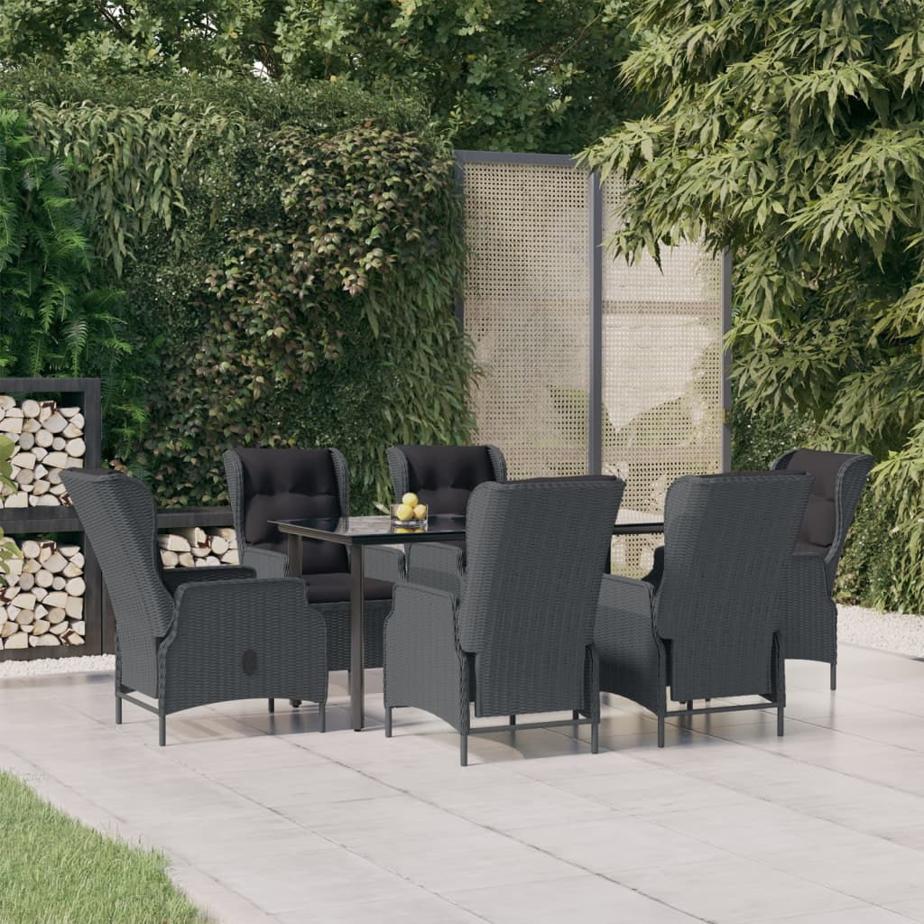 Irfora 7 Piece Patio Dining Set Dark Gray Poly Rattan