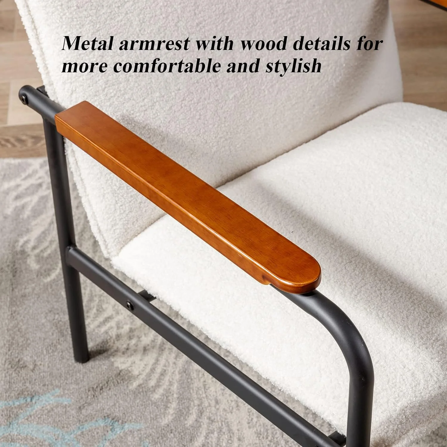 HBROLJF Rocking Chair  Mid Century Upholstered Glider Rocker Armchair with Metal Base PU Leather Nursery Glider Chair with Wooden Grips  Room Bedroom  Brown