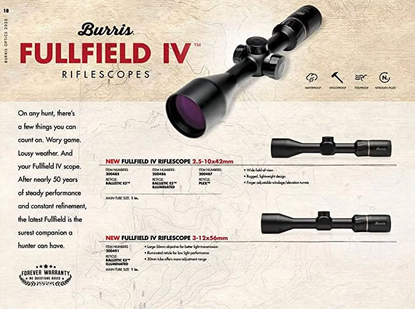 Burris Fullfield IV 4-16x 50mm Obj 26-6.5 Ft @ 100 Yds FOV 1 Tube Matte