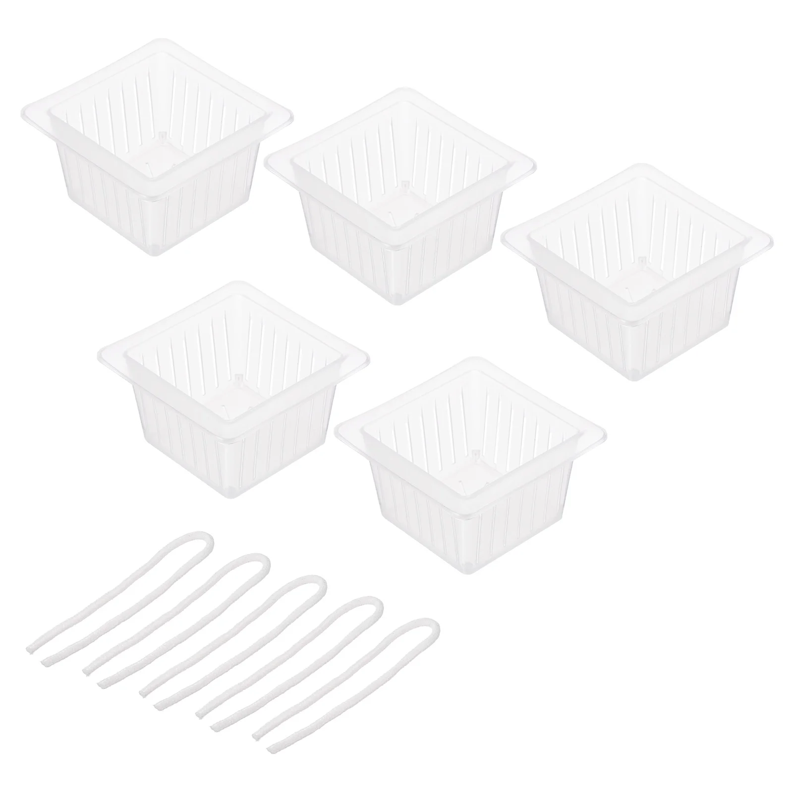 Uxcell 4.13'' with Rope Garden Mesh Cup Net Pots for Home Vegetable Flower Planting Plastic Transparent 5pcs