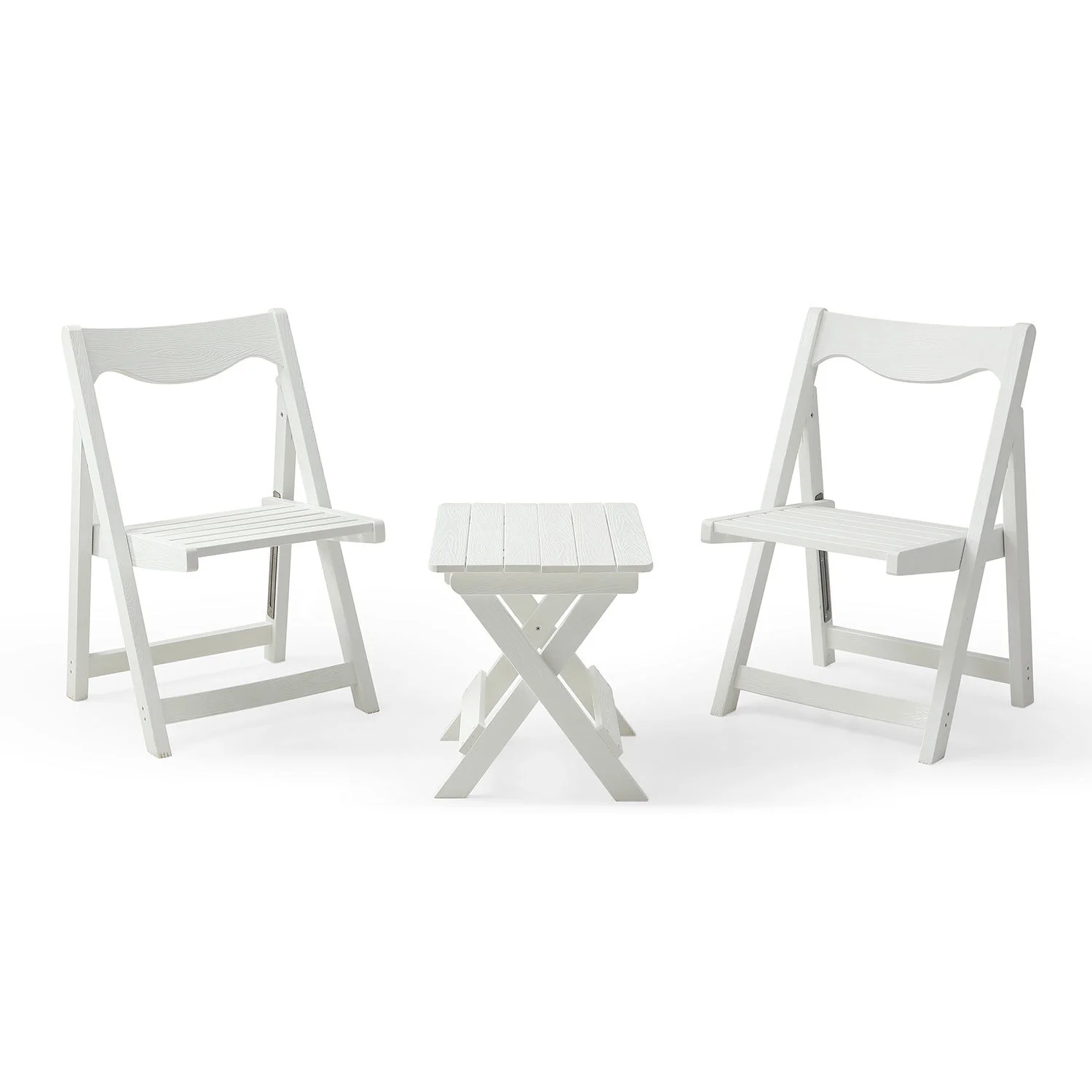 White Rectangular Foldable Small Table and Chair Set with 2 Comfortable Chairs for Home  Office or Outdoor Use - Durable HIPS Material for Easy Cleaning and Long-lasting Use