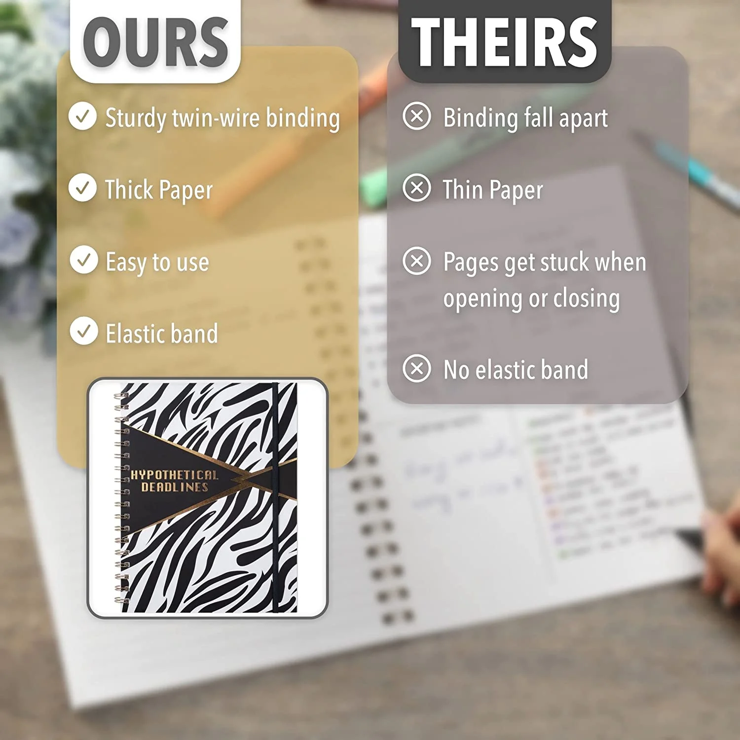 Mr. Pen- Hypothetical Deadlines, 9.4 x 7.5 Inch, 83 Sheets, Twin-Wire Binding Planners, Weekly and Monthly Planner