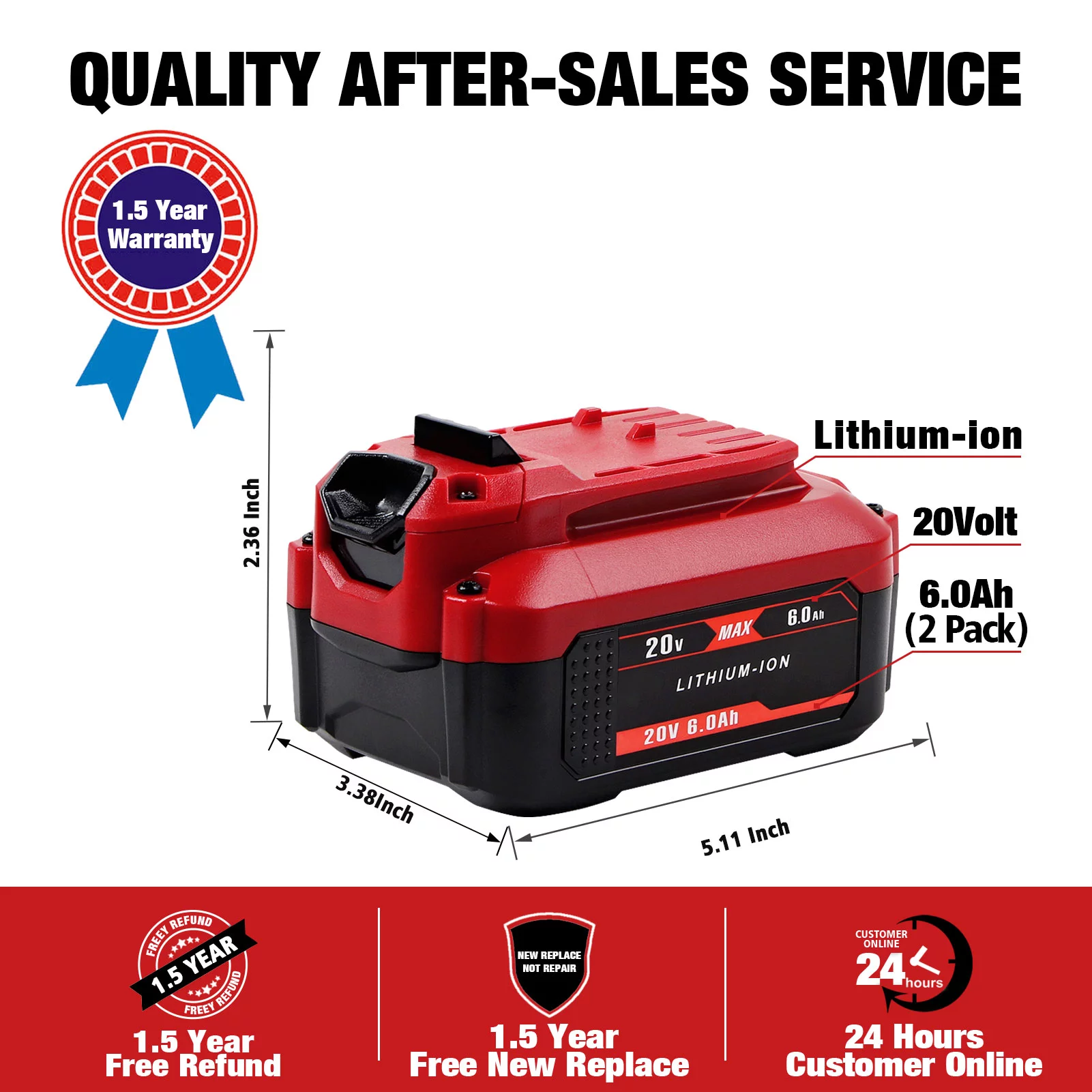 2Pack DSANKE 6000mAh 20V Battery for Craftsman V20 Lithium Ion Battery CMCB206 CMCB204 CMCB204-2 CMCB202 CMCB202-2 CMCB201 CMCB209 Craftsman V20 Battery Craftsman 20V Battery