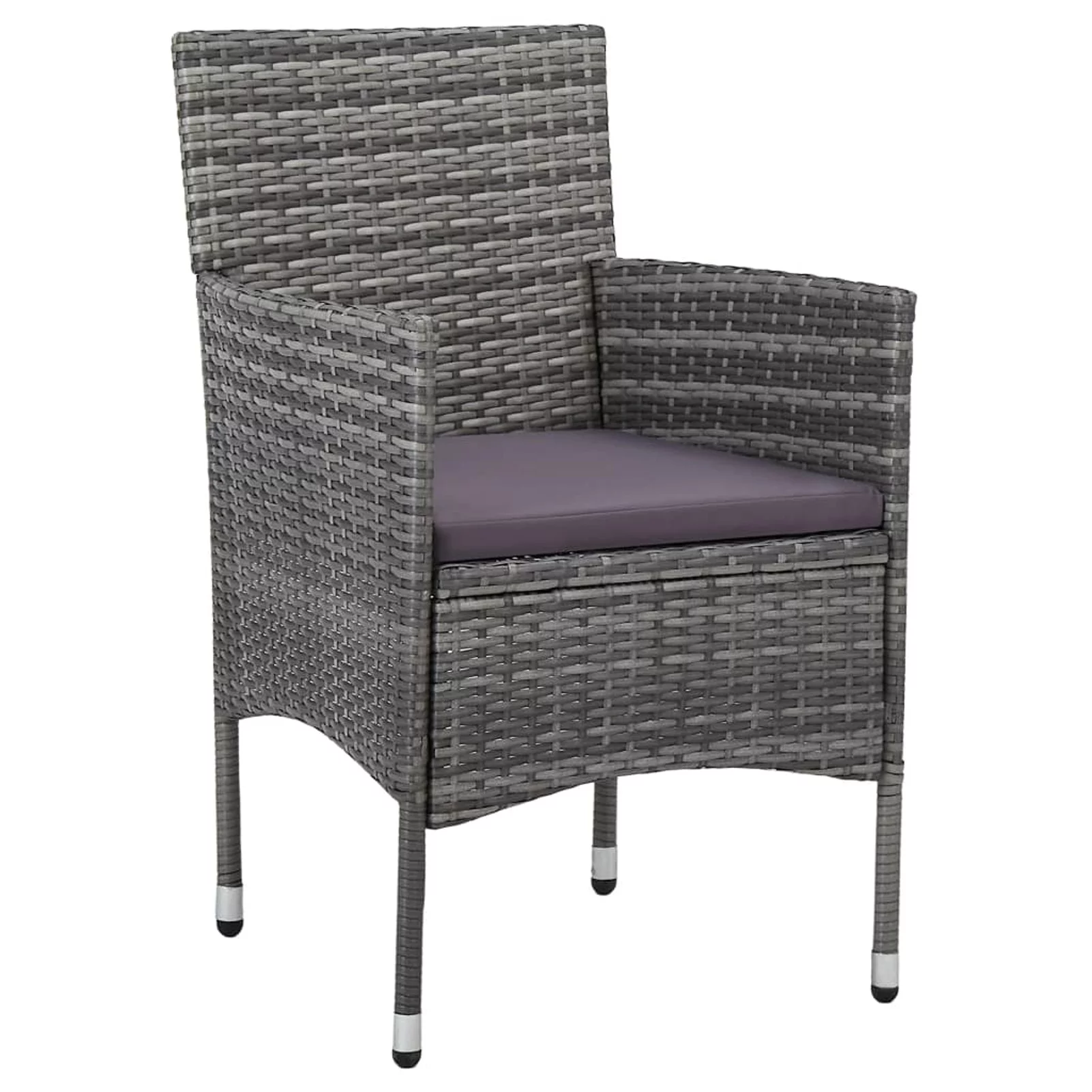 Suzicca 3 Piece Patio Dining Set Gray Poly Rattan and Glass